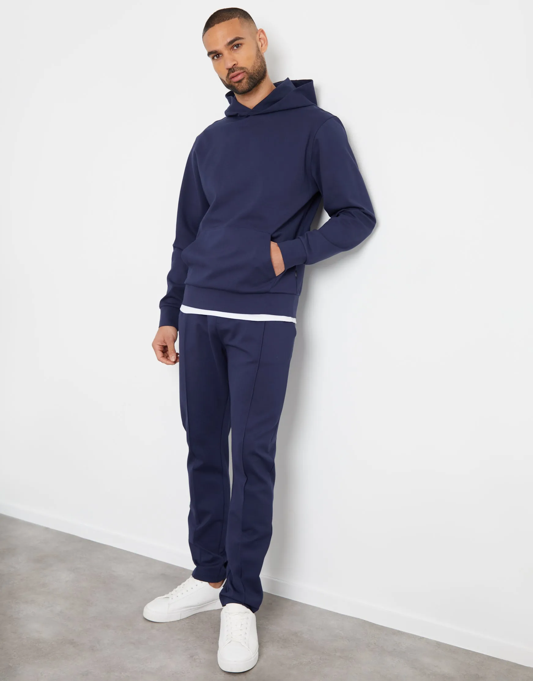 Threadbare Luxe Men's Navy Slim Fit Hoodie sold by Threadbare product image thumbnail 3