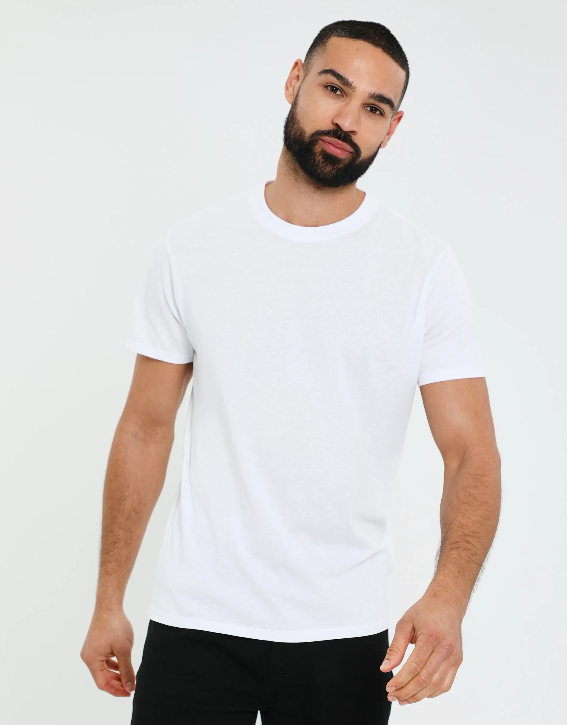Men's White & Black Essential Short Sleeve T-shirts (3 Pack) sold by Threadbare product image thumbnail 2