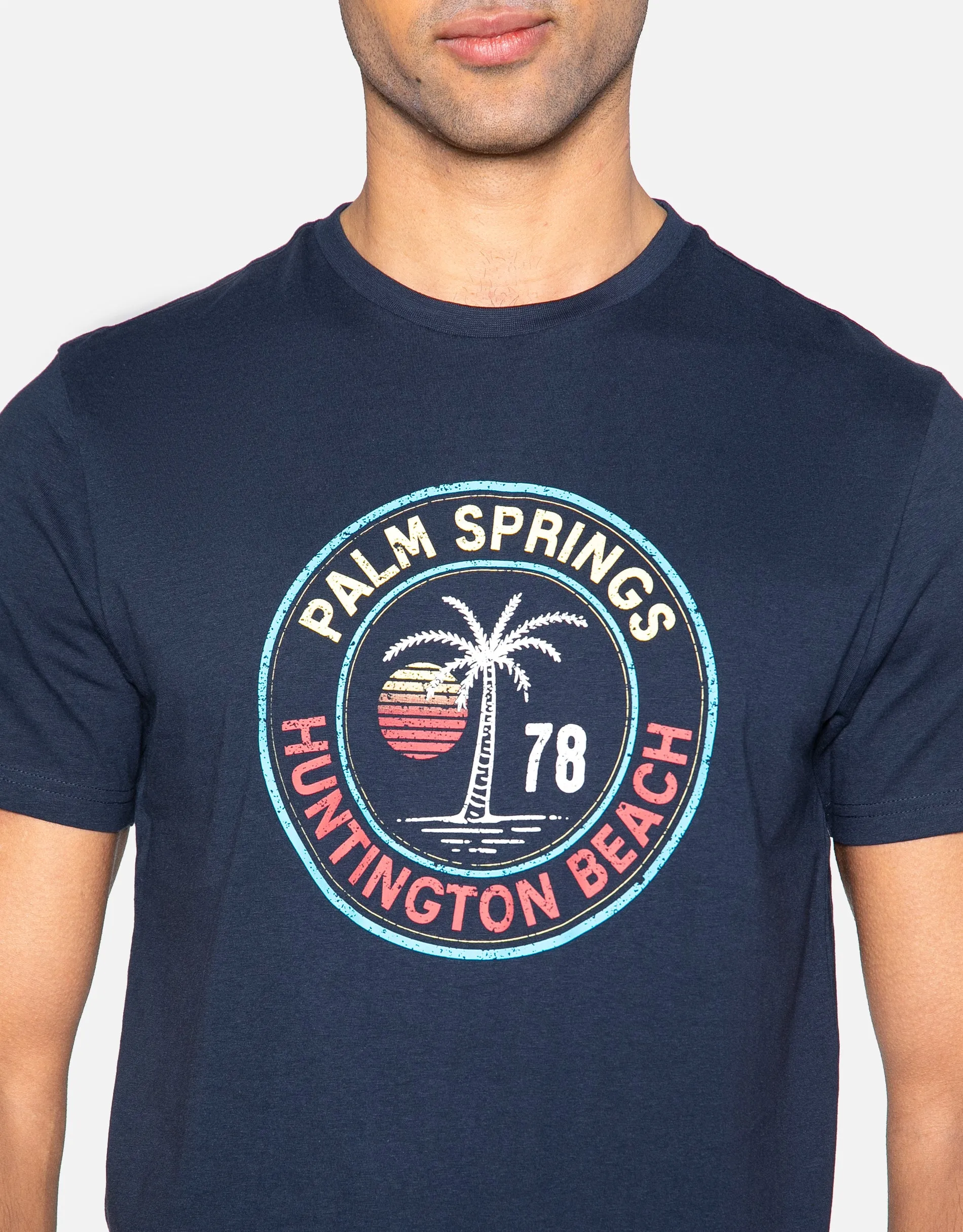 Men's Navy Front Print Cotton T Shirt sold by Threadbare product image thumbnail 4