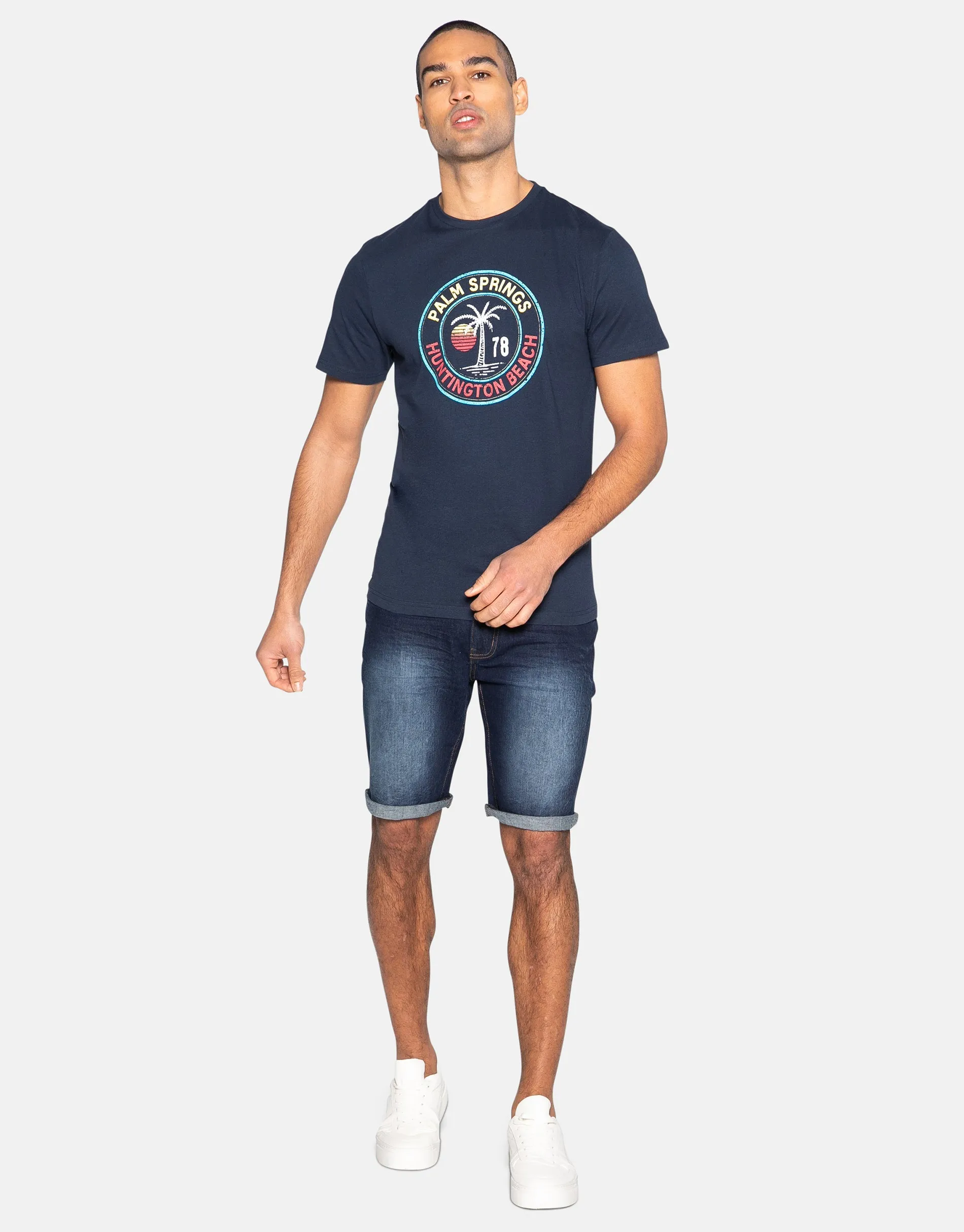 Men's Navy Front Print Cotton T Shirt sold by Threadbare product image thumbnail 3