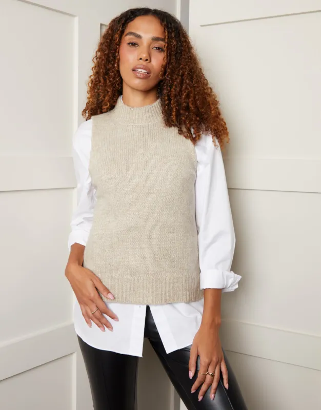 Women's Beige Knitted Vest sold by Threadbare