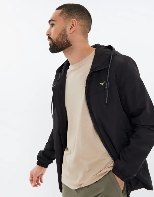Men's Black Zip Up Hooded Mac sold by Threadbare