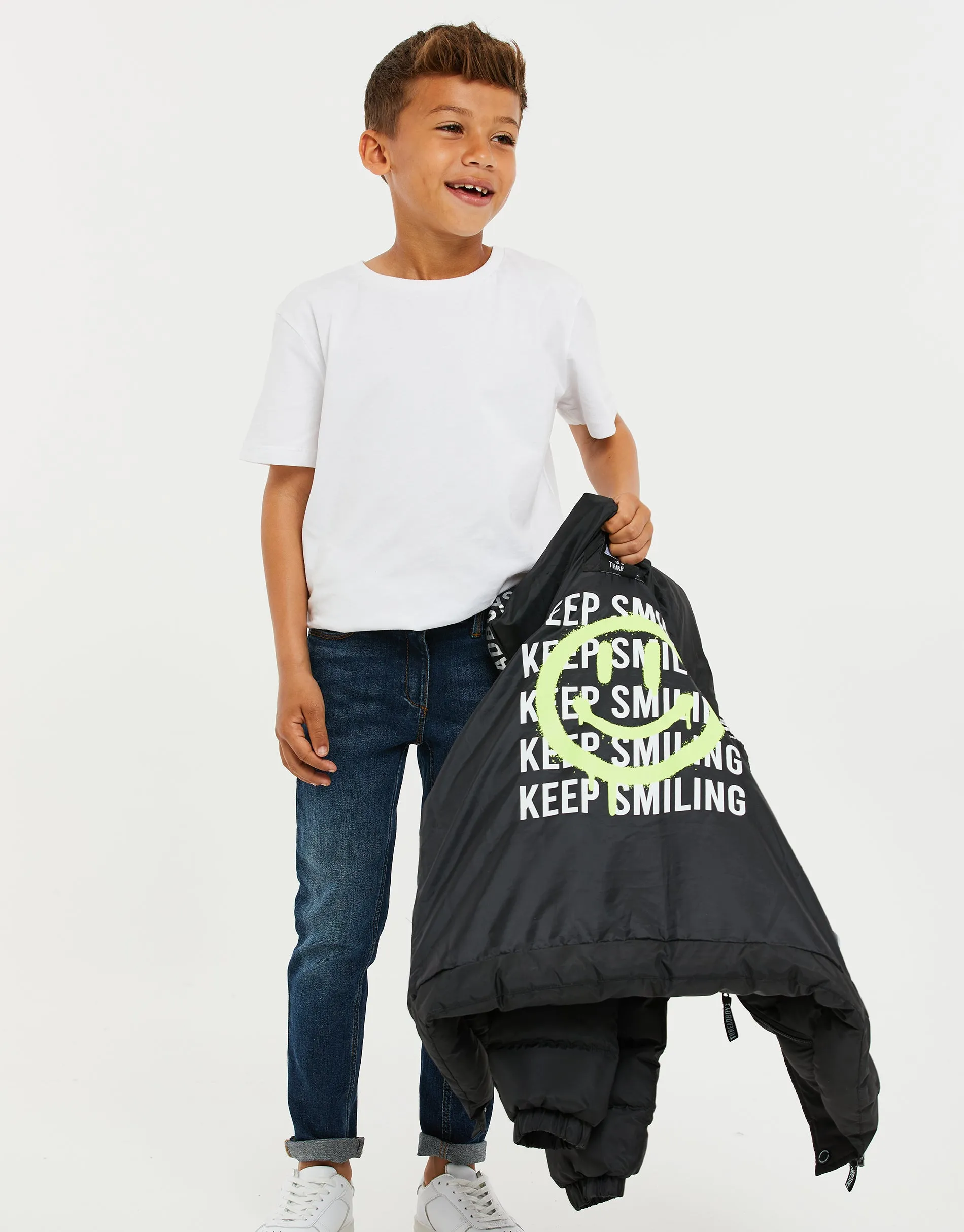 Boys' Black Hooded Puffer Jacket sold by Threadbare product image thumbnail 5