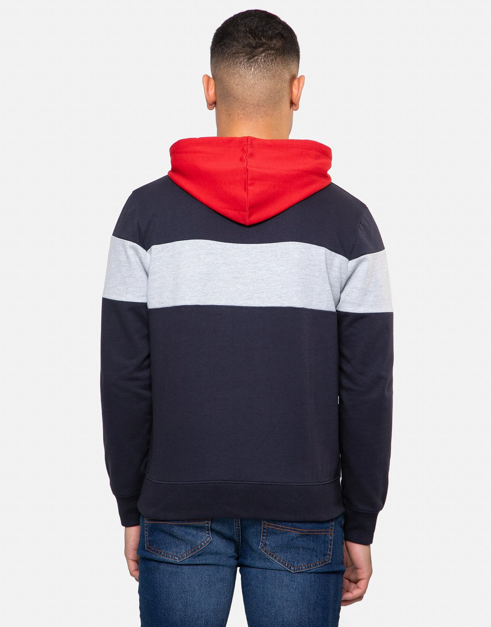 Men's Navy Colourblock Overhead Hoodie sold by Threadbare product image thumbnail 2