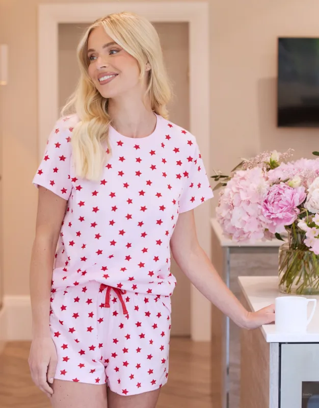 Women's Pink Star Print Short Pyjamas (2-Piece Set) sold by Threadbare