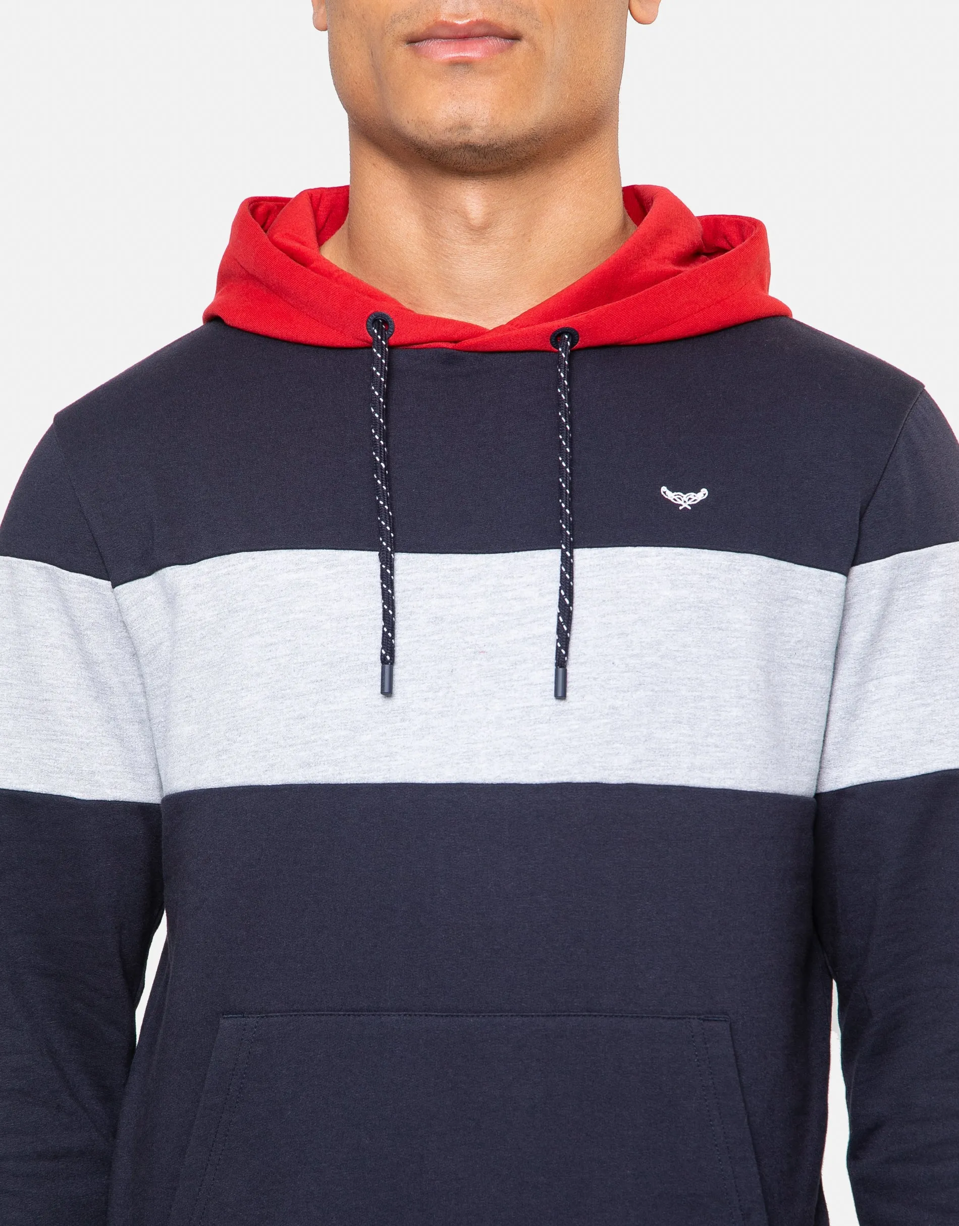 Men's Navy Colourblock Overhead Hoodie sold by Threadbare product image thumbnail 4