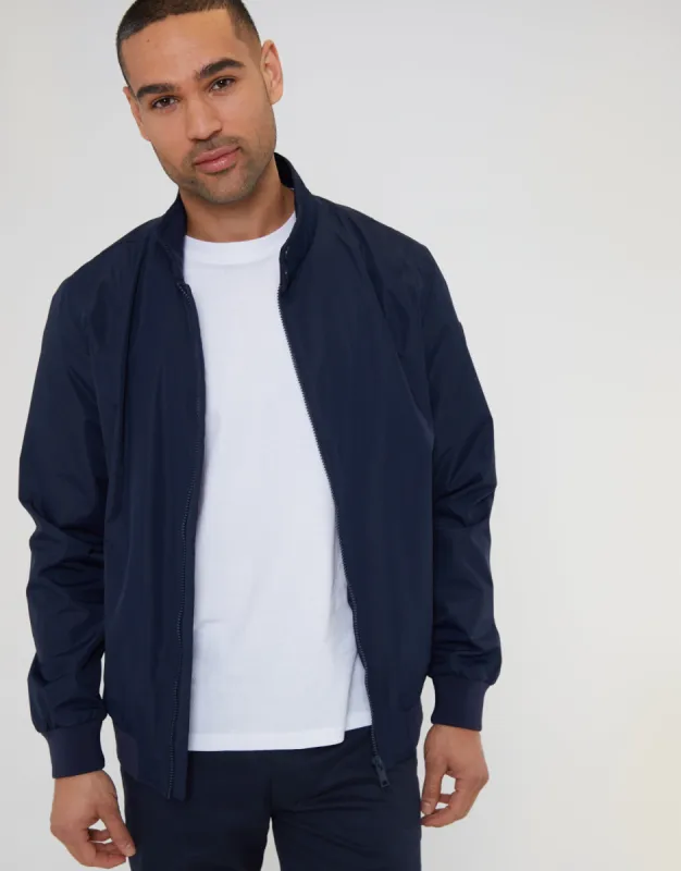 Men's Navy Showerproof Harrington Jacket sold by Threadbare