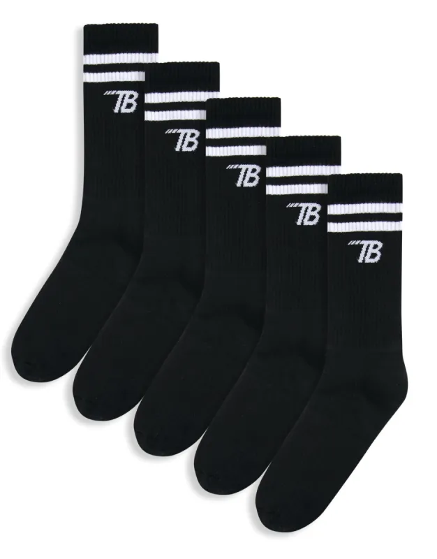 Men's Black Fitness Socks (5 Pack) made by Threadbare