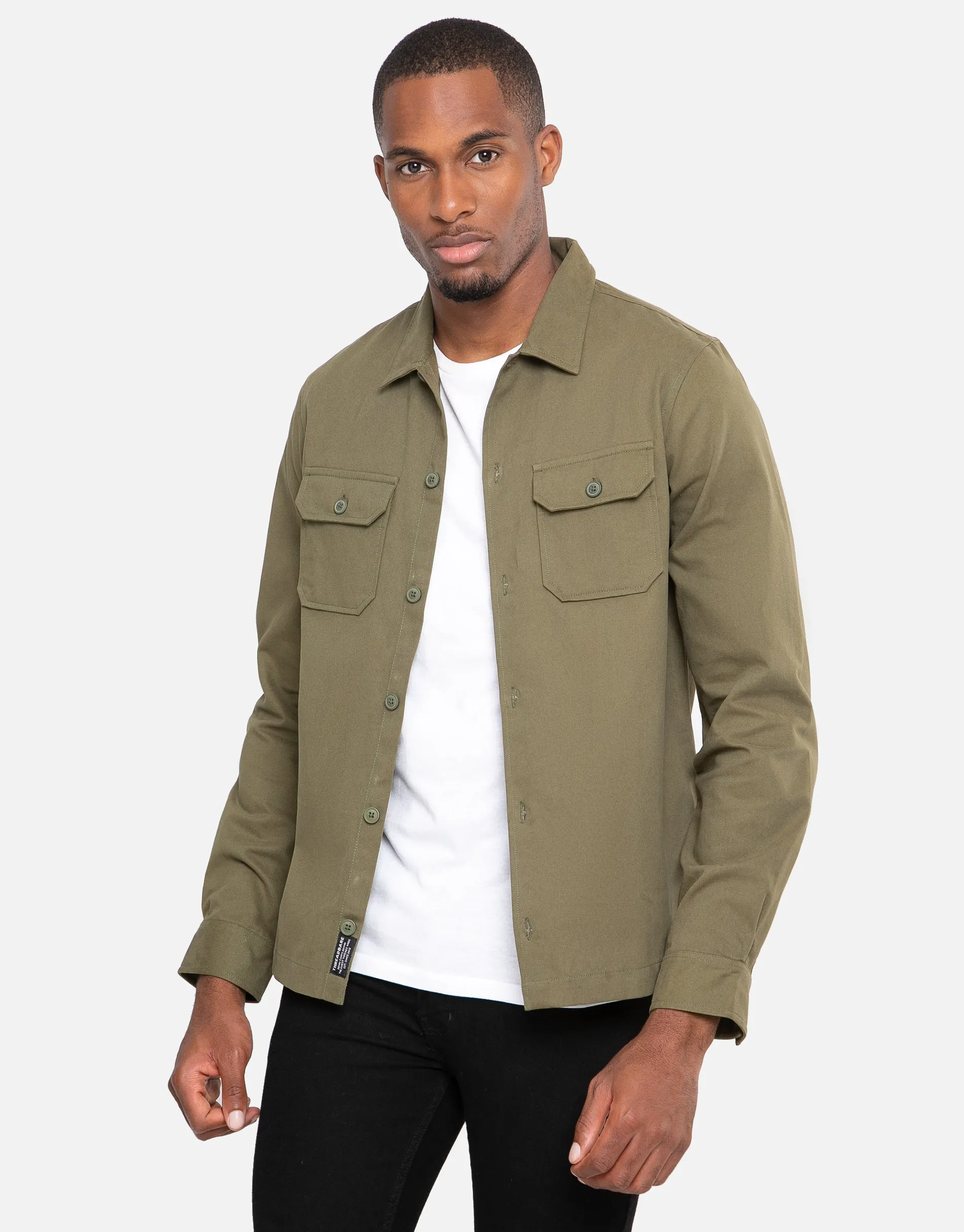 Men's Khaki Cotton Long Sleeve Shirt sold by Threadbare