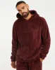 Men's Burgundy Faux Borg Lounge Hoodie sold by Threadbare