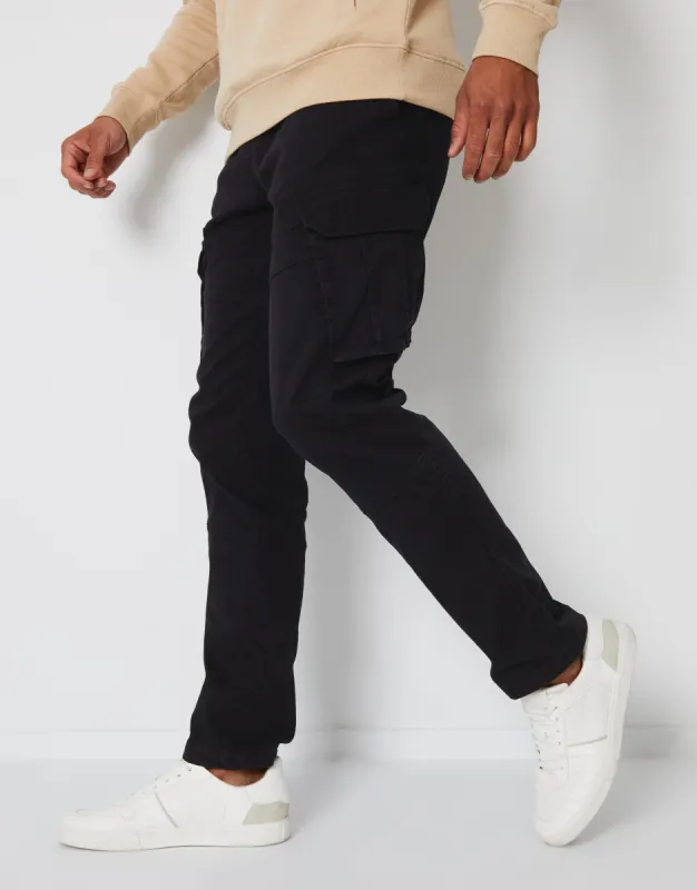Threadbare Men's Black Cargo Pocket Stretch Trousers sold by Threadbare
