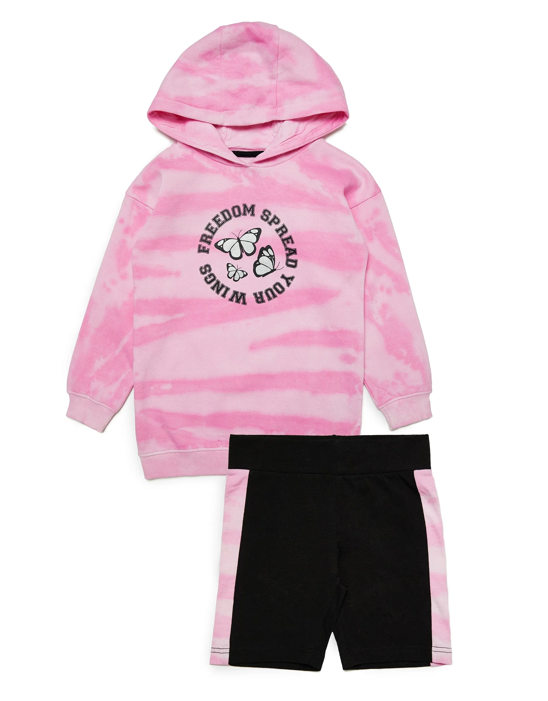 Girls' Pink Hoodie & Cycling Shorts Co-ord (2-Piece Set) sold by Threadbare product image thumbnail 2
