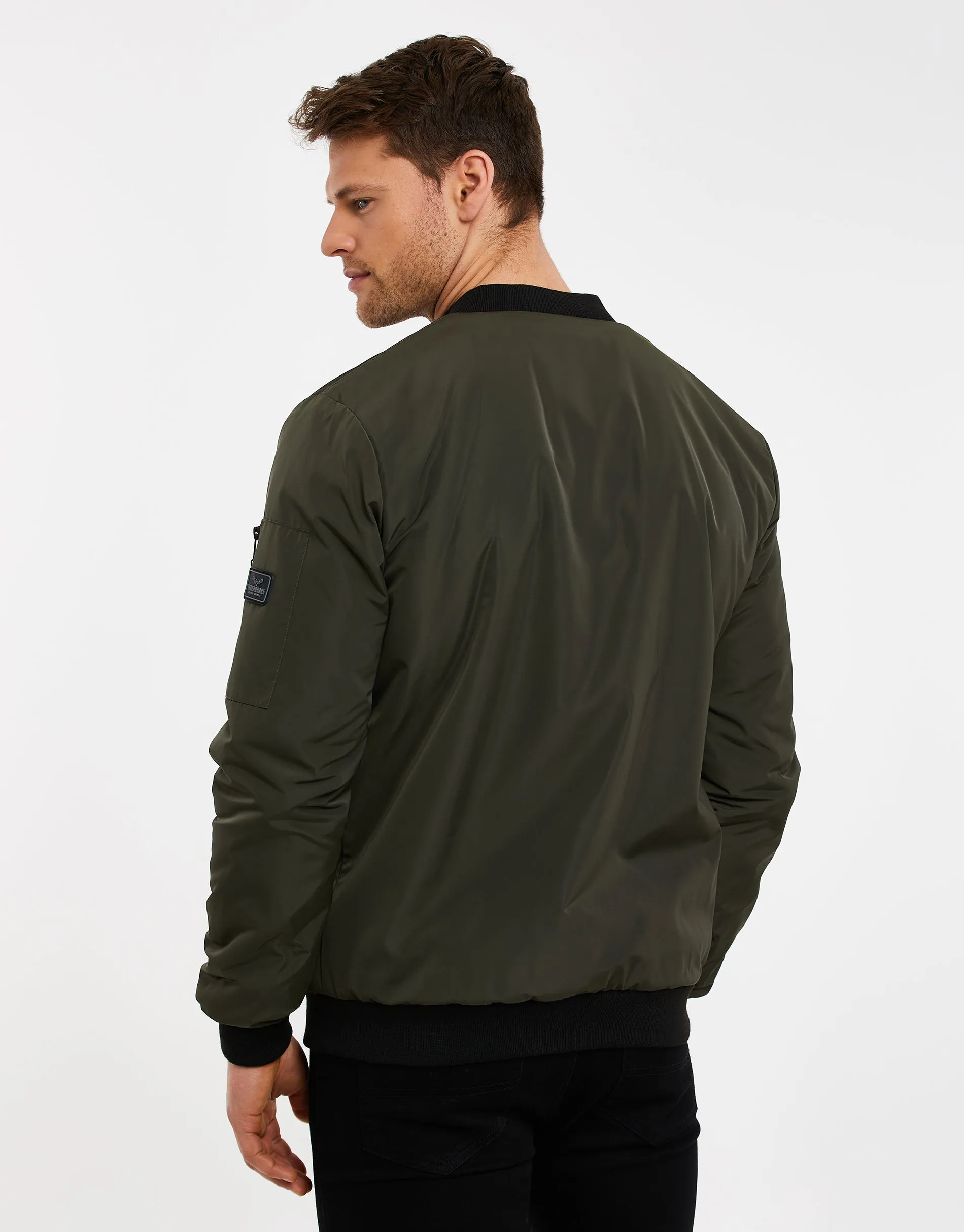 Men's Khaki Sherpa Lined Bomber Jacket sold by Threadbare product image thumbnail 2