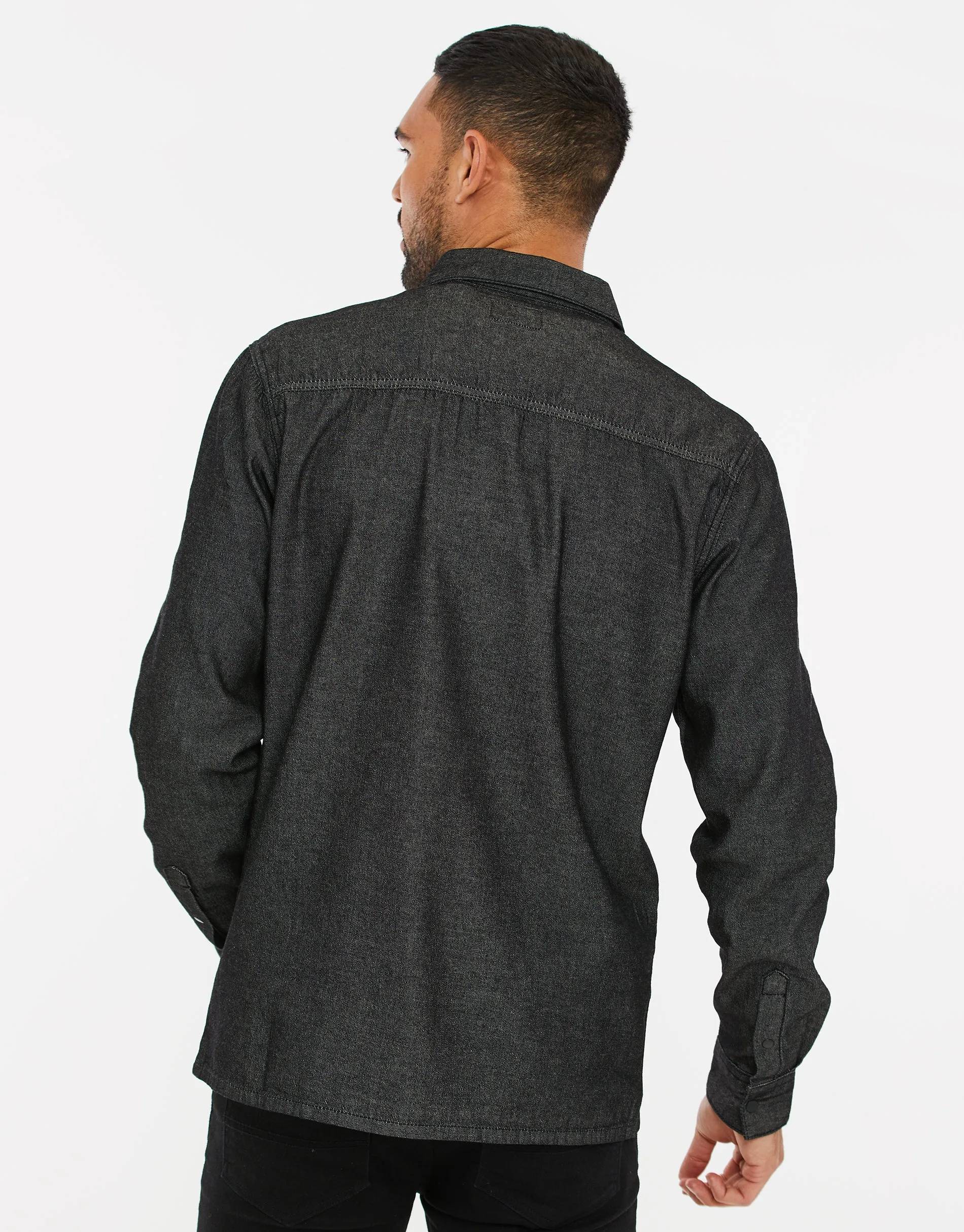 Men's Black Denim Shirt sold by Threadbare product image thumbnail 2