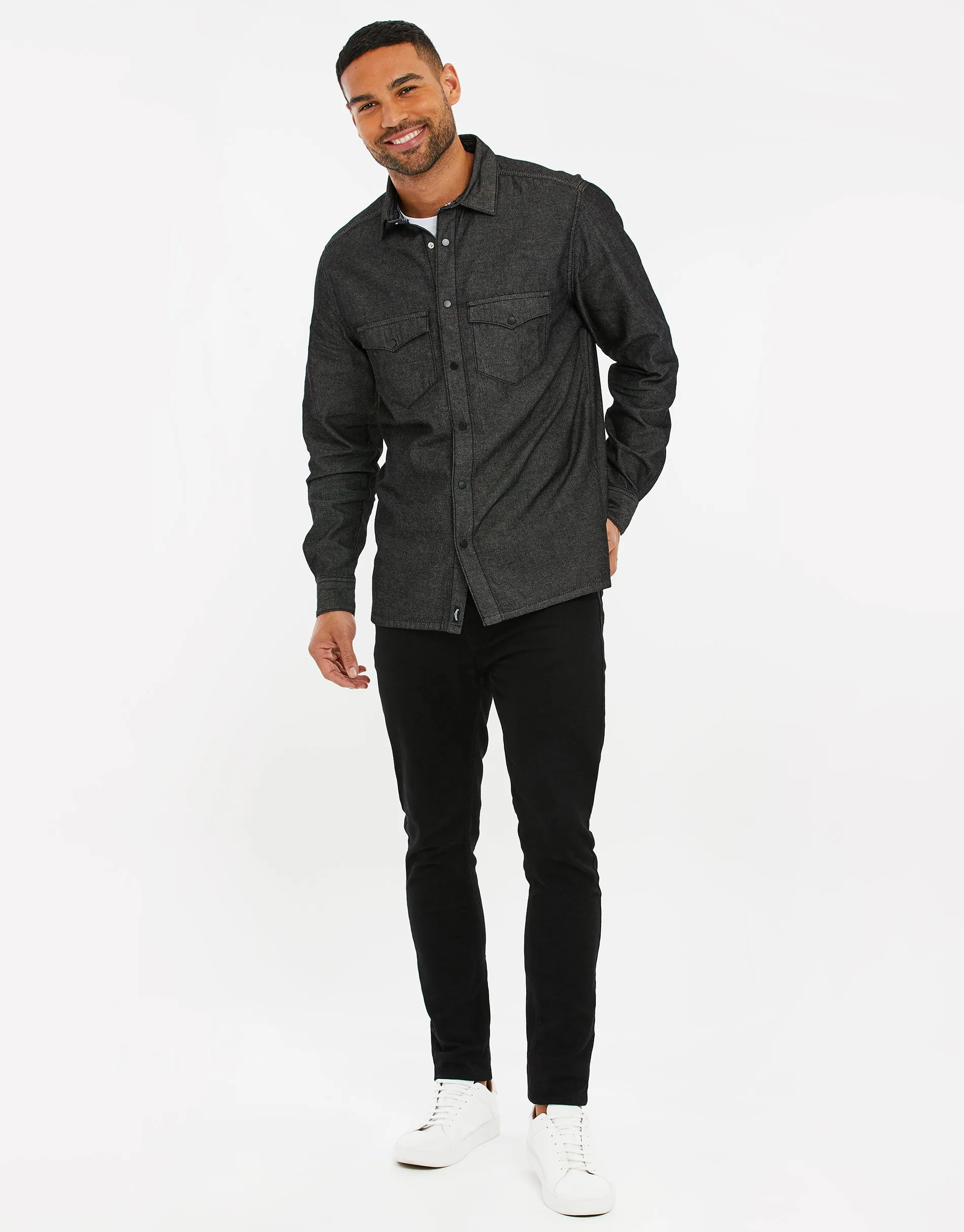 Men's Black Denim Shirt sold by Threadbare product image thumbnail 3