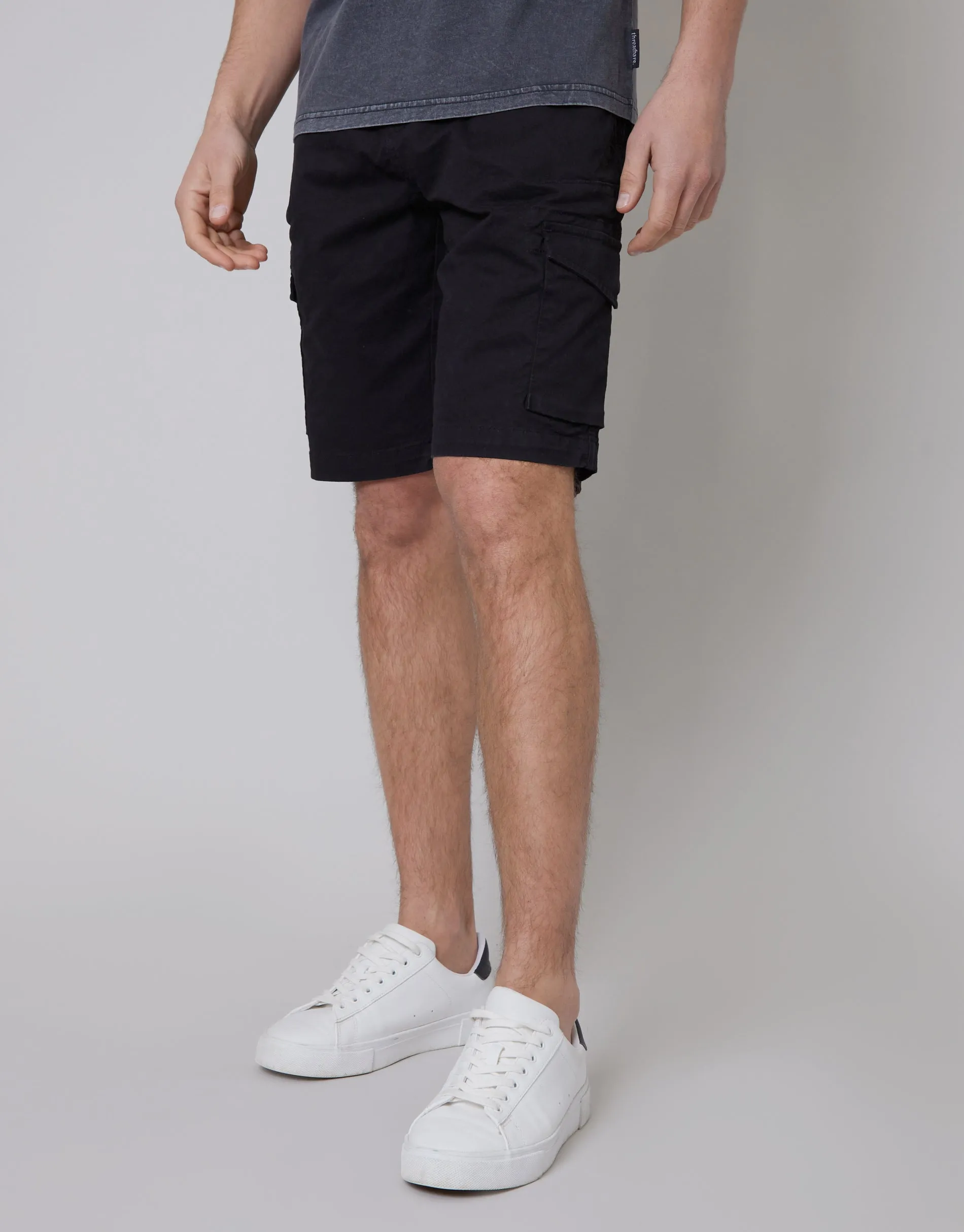 Threadbare Men's Black Stretch Cargo Shorts sold by Threadbare product image thumbnail 4