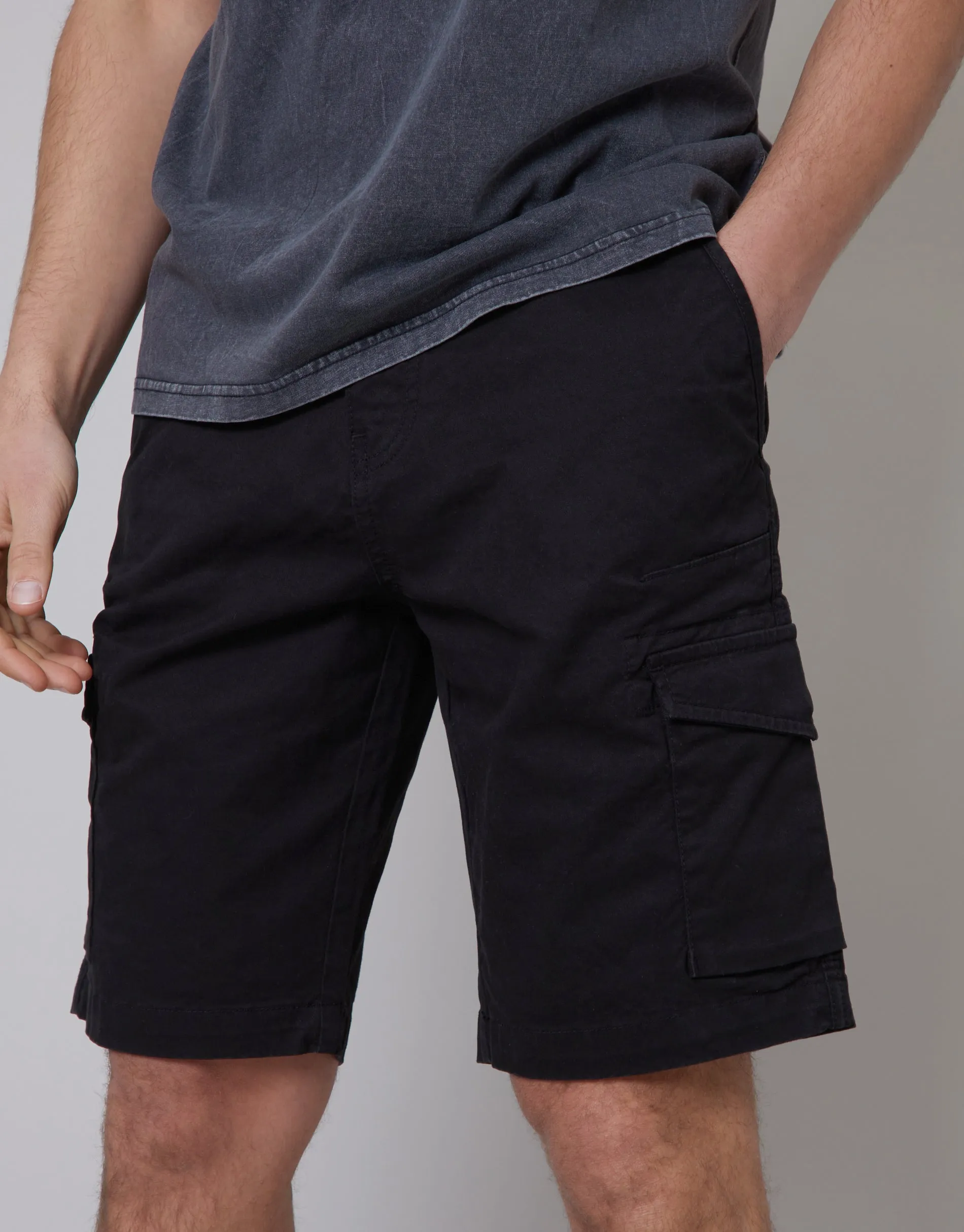Threadbare Men's Black Stretch Cargo Shorts sold by Threadbare