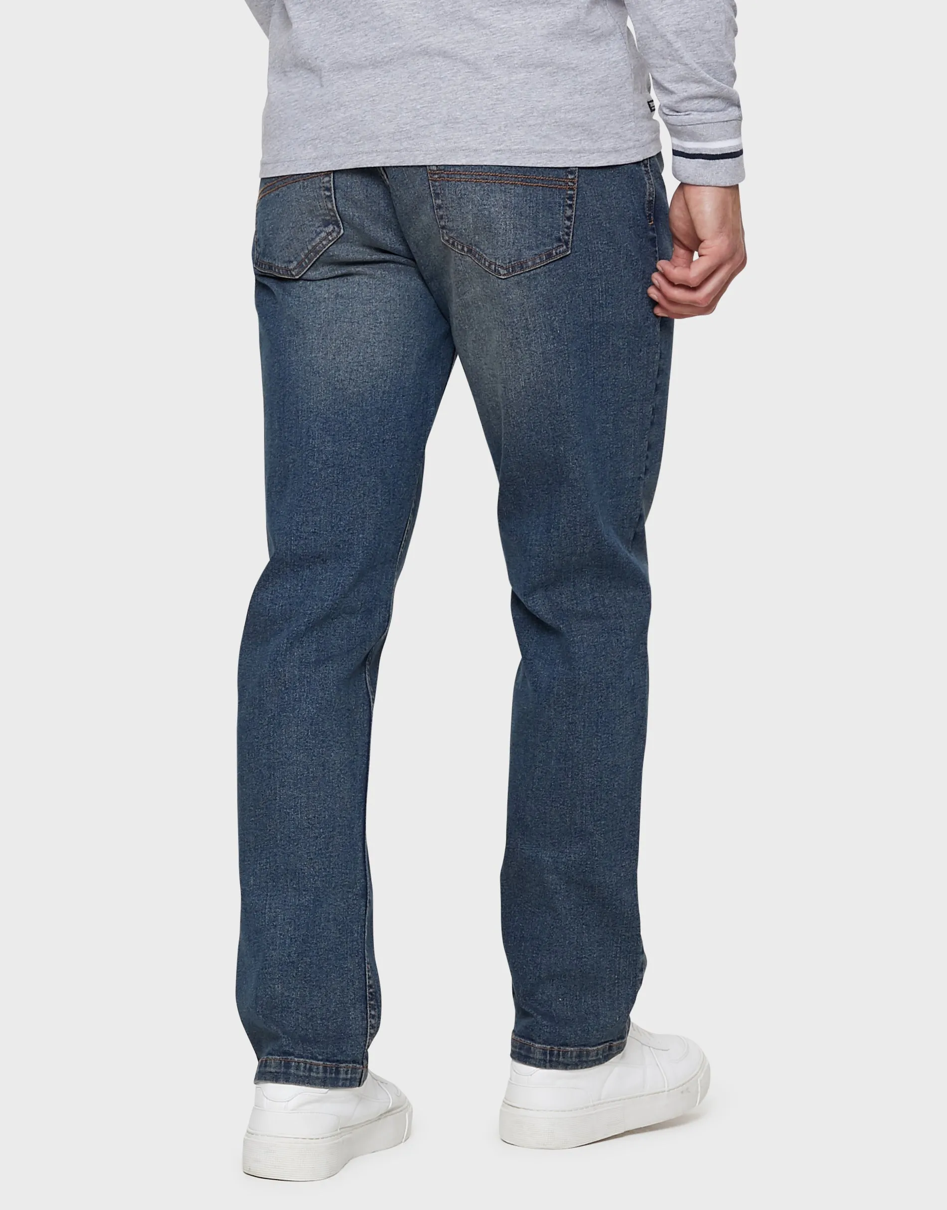 Men's Dirty Wash Blue Straight Leg Belted Jeans sold by Threadbare product image thumbnail 2