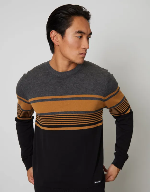 Men's Black Striped Knitted Jumper sold by Threadbare