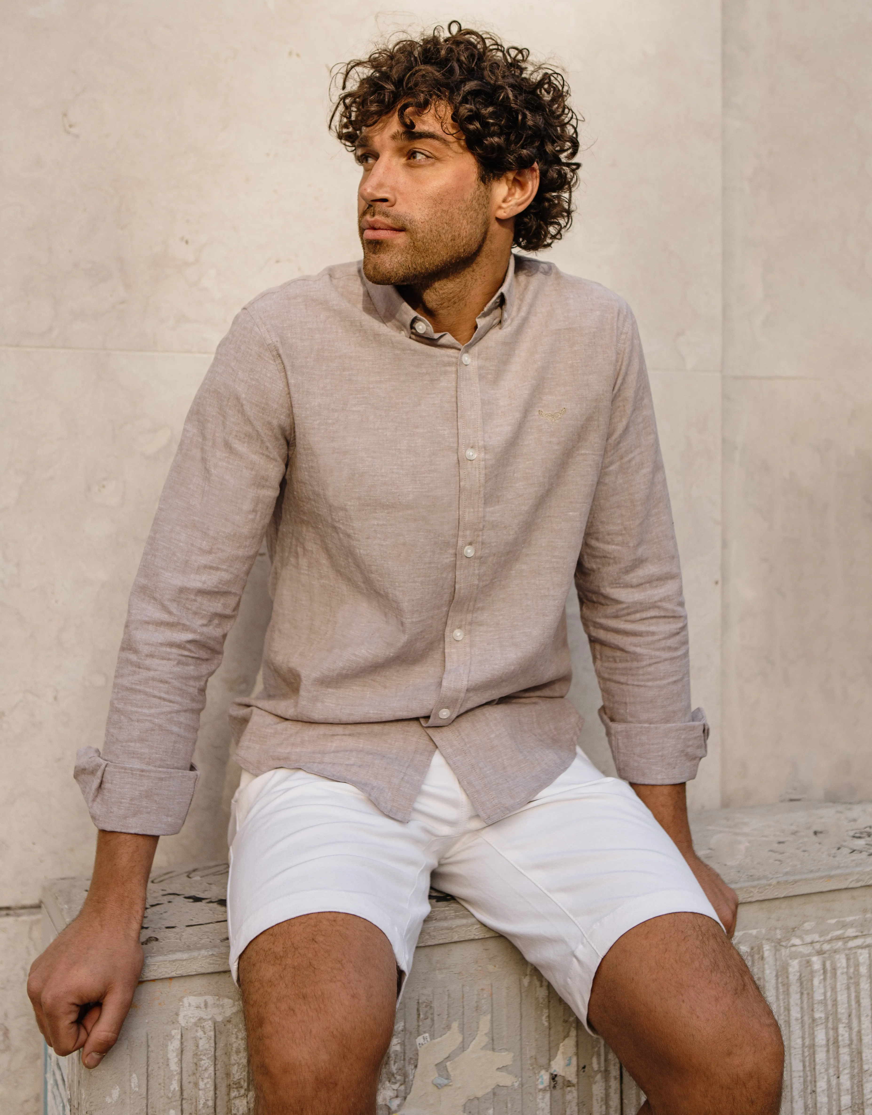 Stone Long Sleeve Linen Blend Shirt sold by Threadbare product image thumbnail 4
