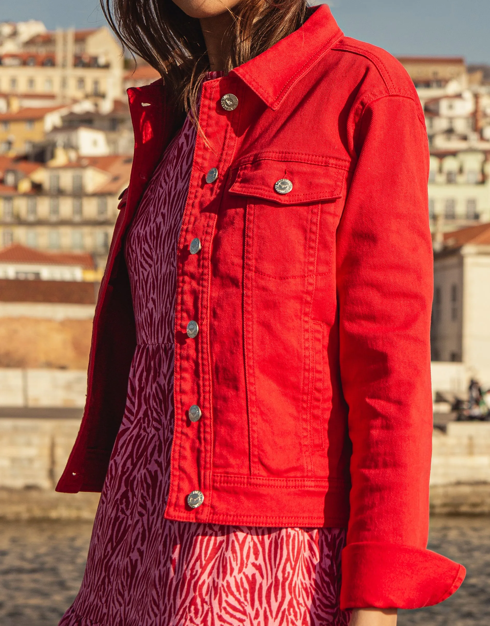 Women's Red Stretch Denim Jacket sold by Threadbare product image thumbnail 3