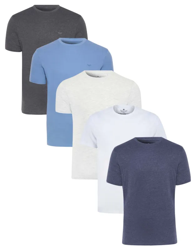 Men's Blue Mix T-Shirts (5 Pack) sold by Threadbare