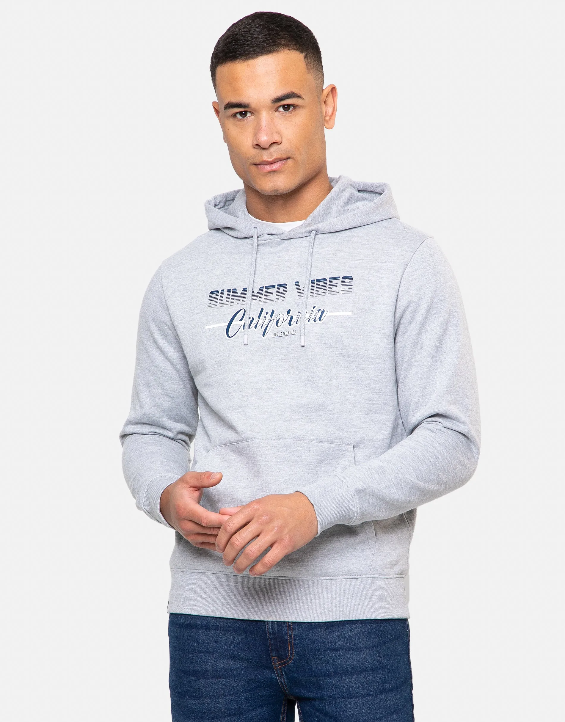 Men's Grey Graphic Print Pullover Hoodie sold by Threadbare