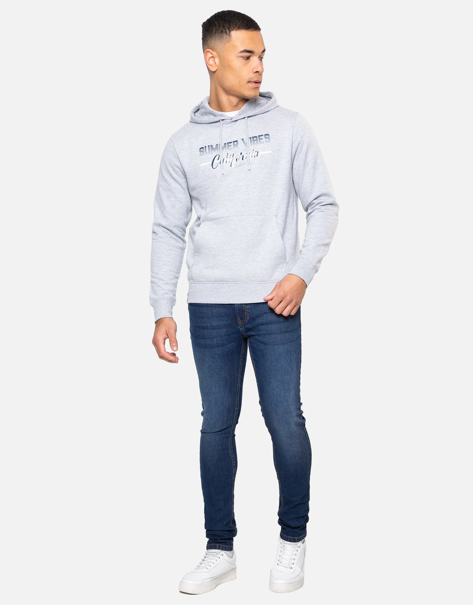 Men's Grey Graphic Print Pullover Hoodie sold by Threadbare product image thumbnail 3