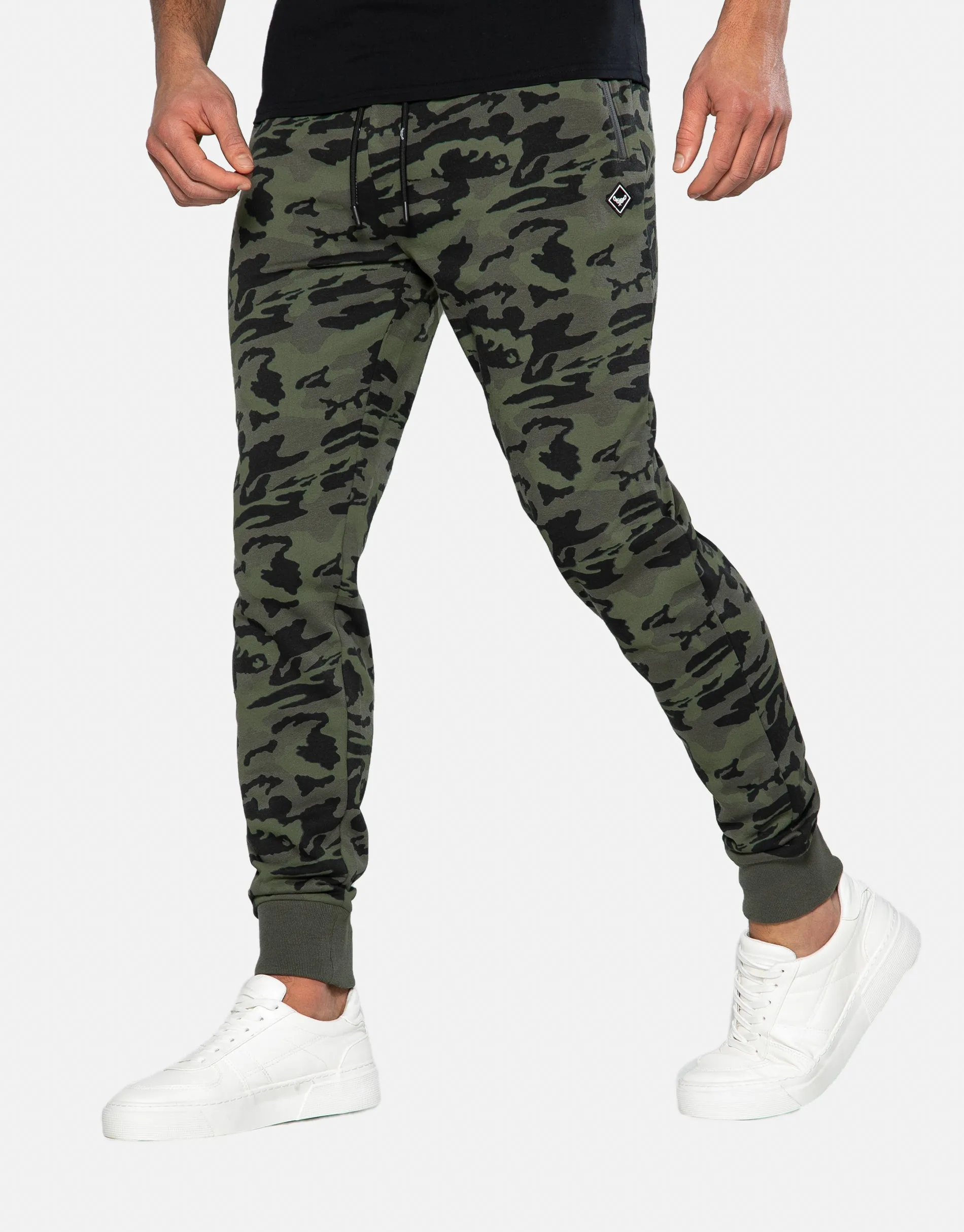 Men's Khaki Camo Slim Fit Joggers sold by Threadbare