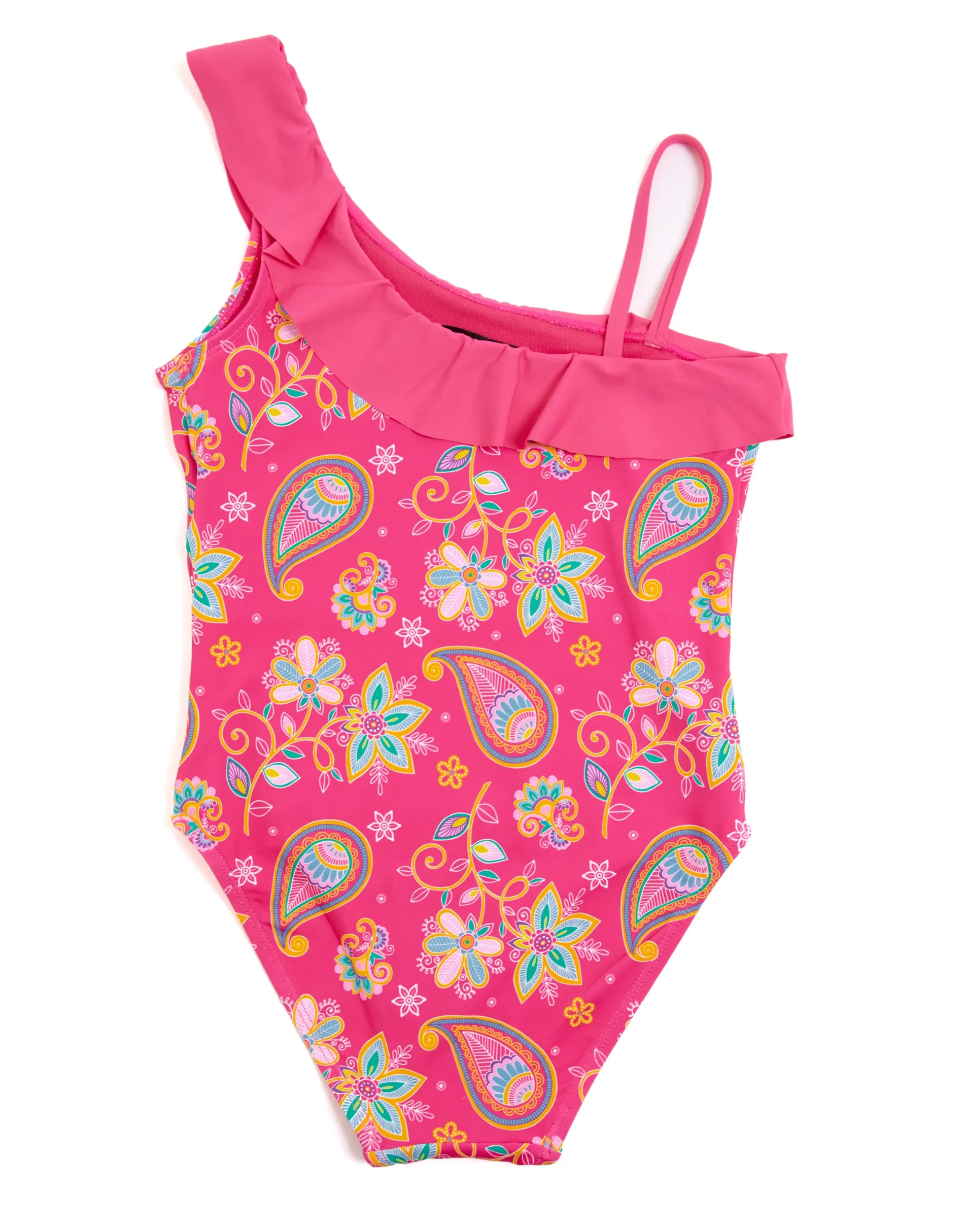 Girls' Pink Paisley Print Frill Swimsuit sold by Threadbare product image thumbnail 2