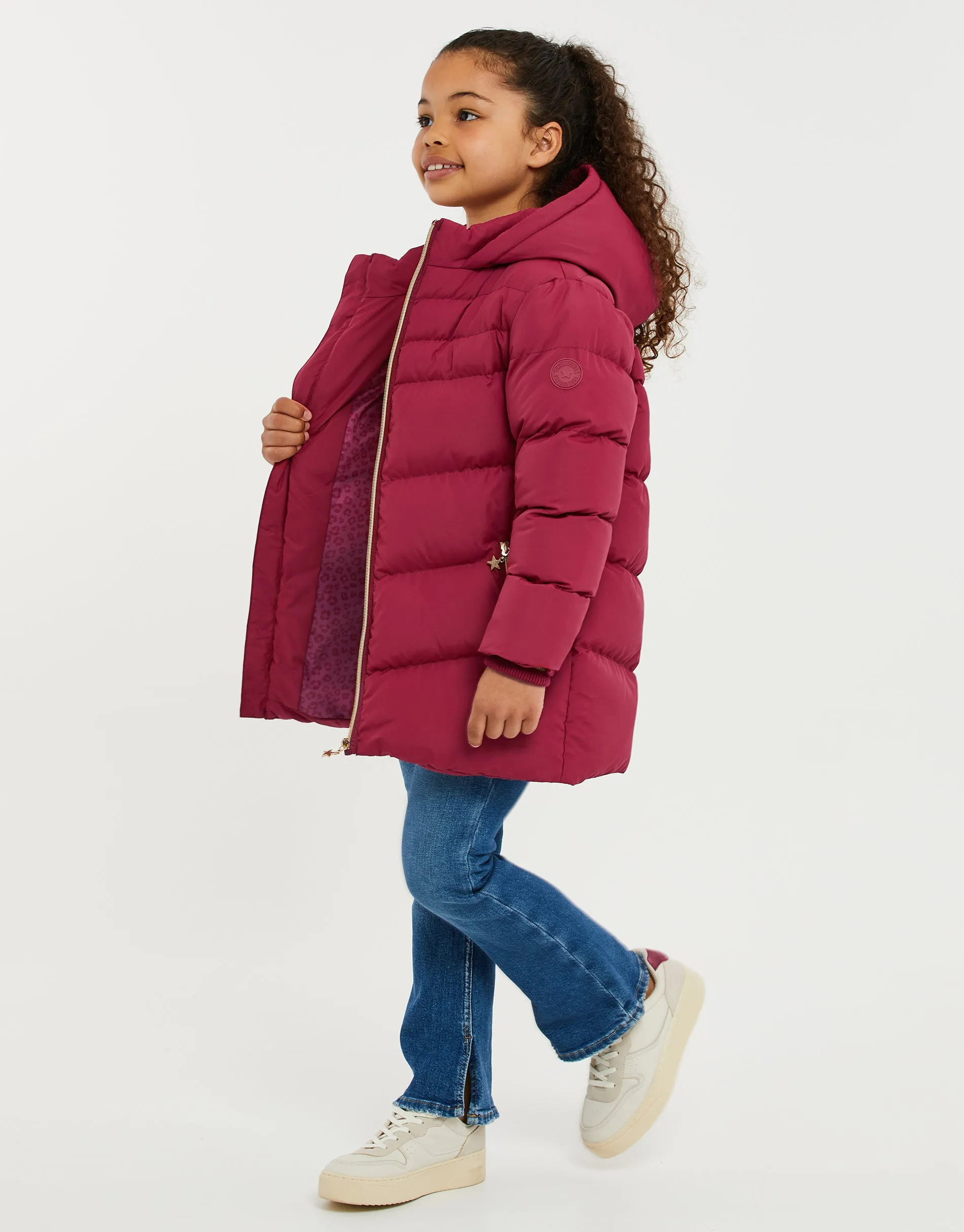Girls' Berry Pink Longline Padded Jacket sold by Threadbare product image thumbnail 4