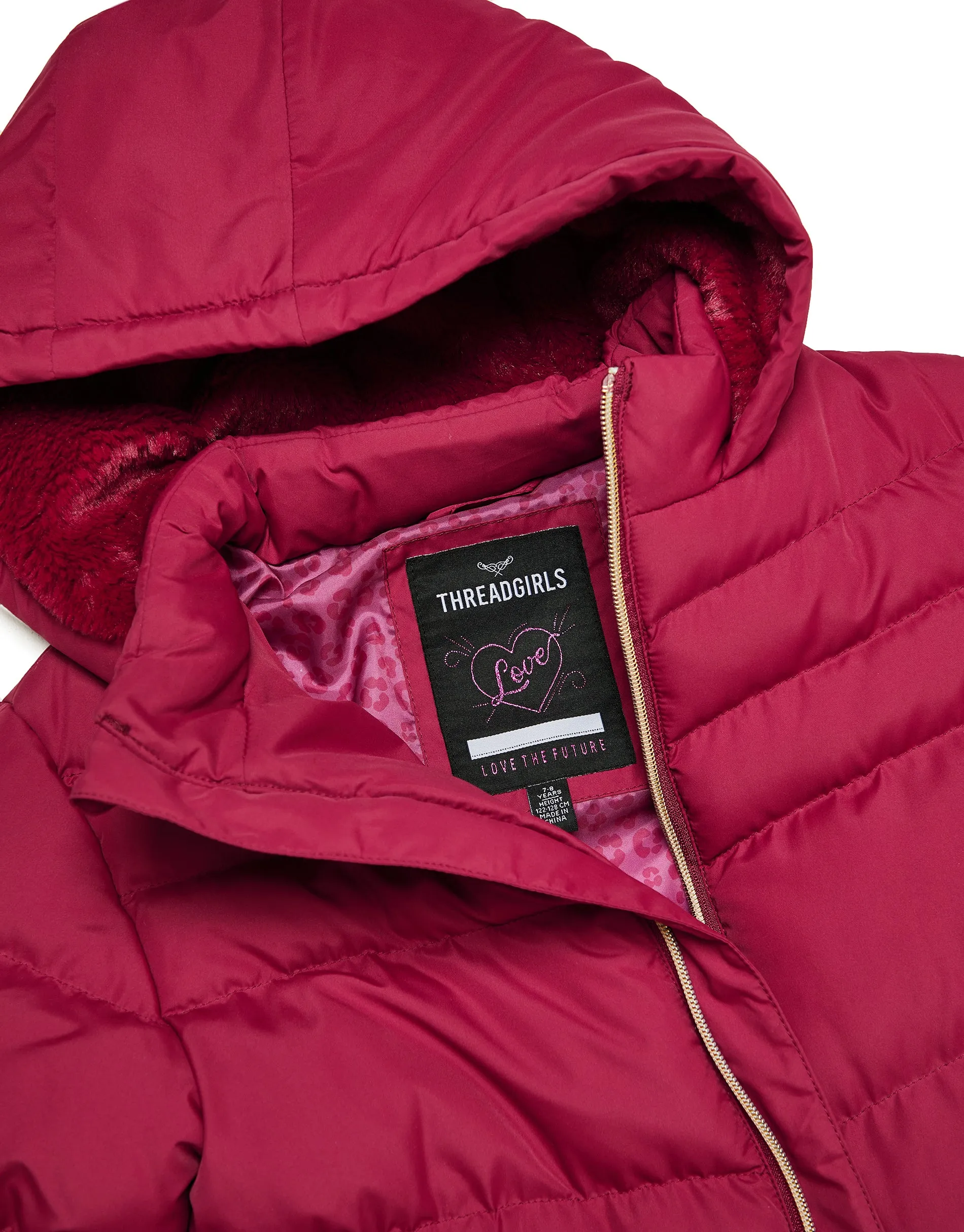 Girls' Berry Pink Longline Padded Jacket sold by Threadbare product image thumbnail 5