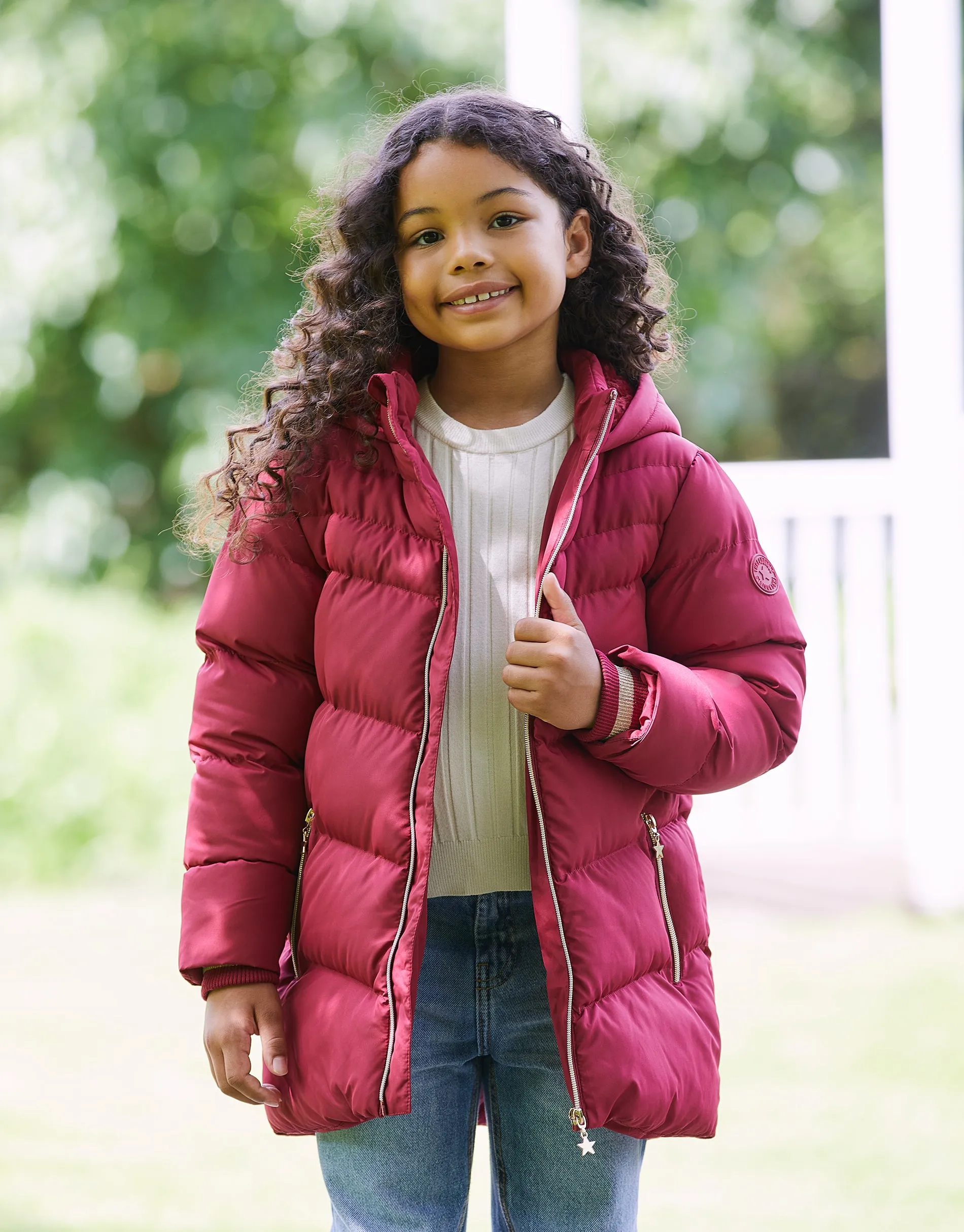 Girls' Berry Pink Longline Padded Jacket sold by Threadbare