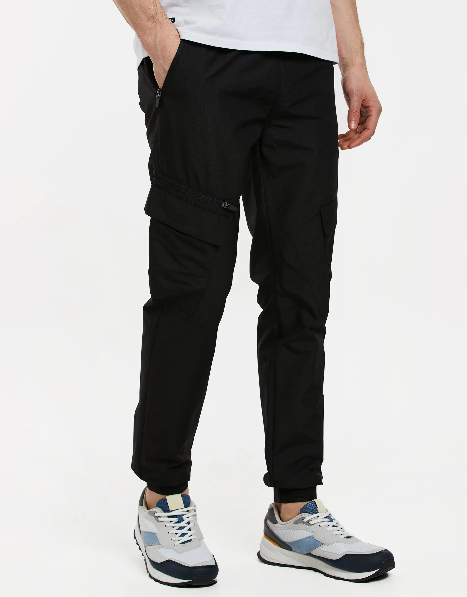 Men's Black Cargo Trousers sold by Threadbare