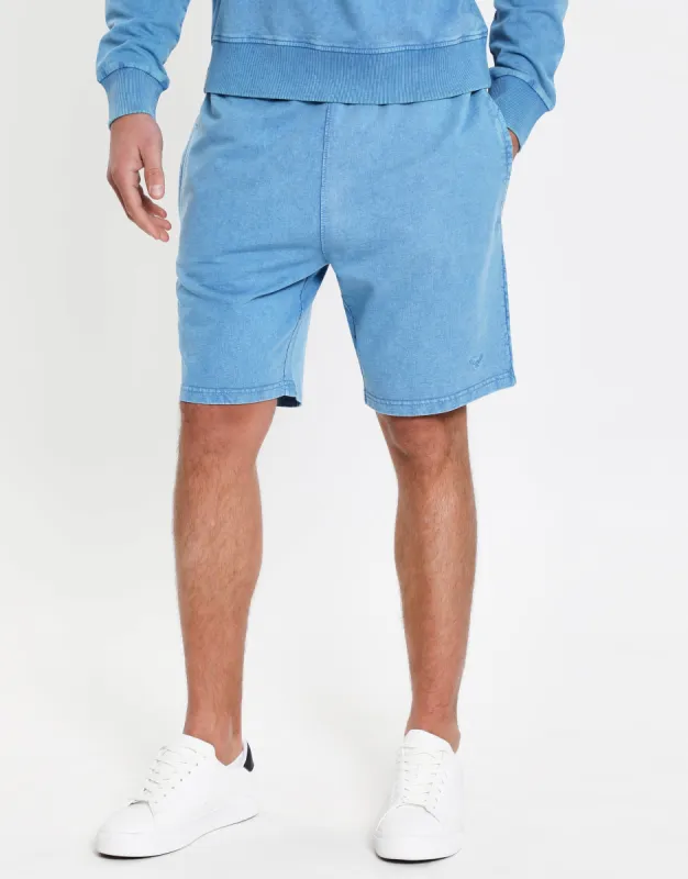 Men's Blue Dye Effect Cotton Fleece Shorts sold by Threadbare