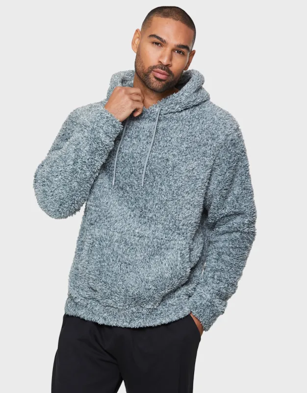 Men's Grey Faux Borg Lounge Hoodie sold by Threadbare