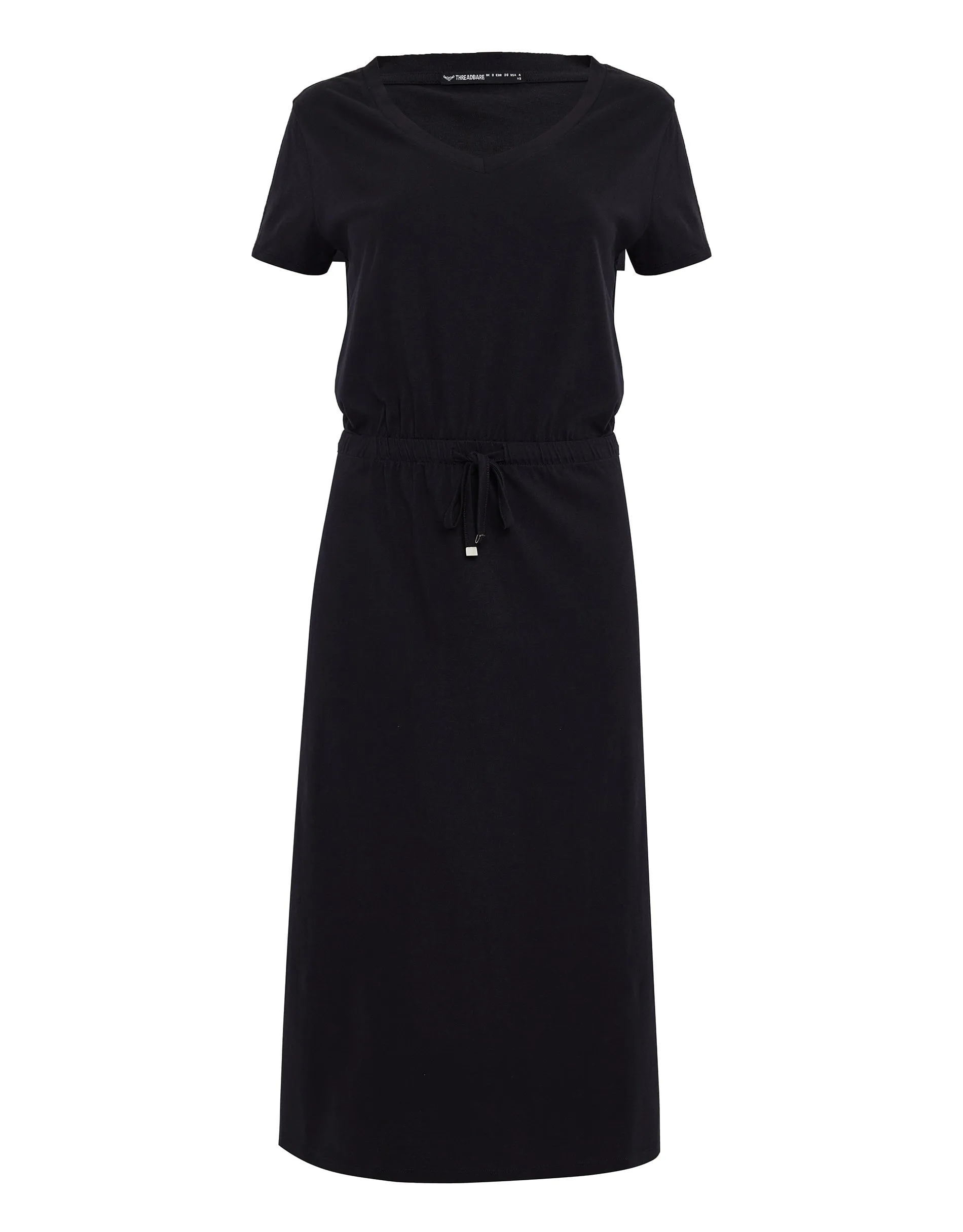 Women's Black Jersey Short Sleeve V Neck Midi Dress sold by Threadbare product image thumbnail 5