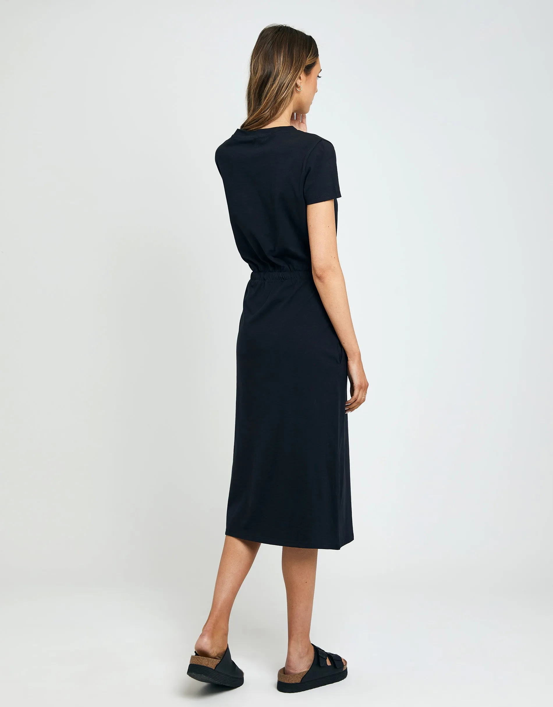 Women's Black Jersey Short Sleeve V Neck Midi Dress sold by Threadbare product image thumbnail 2