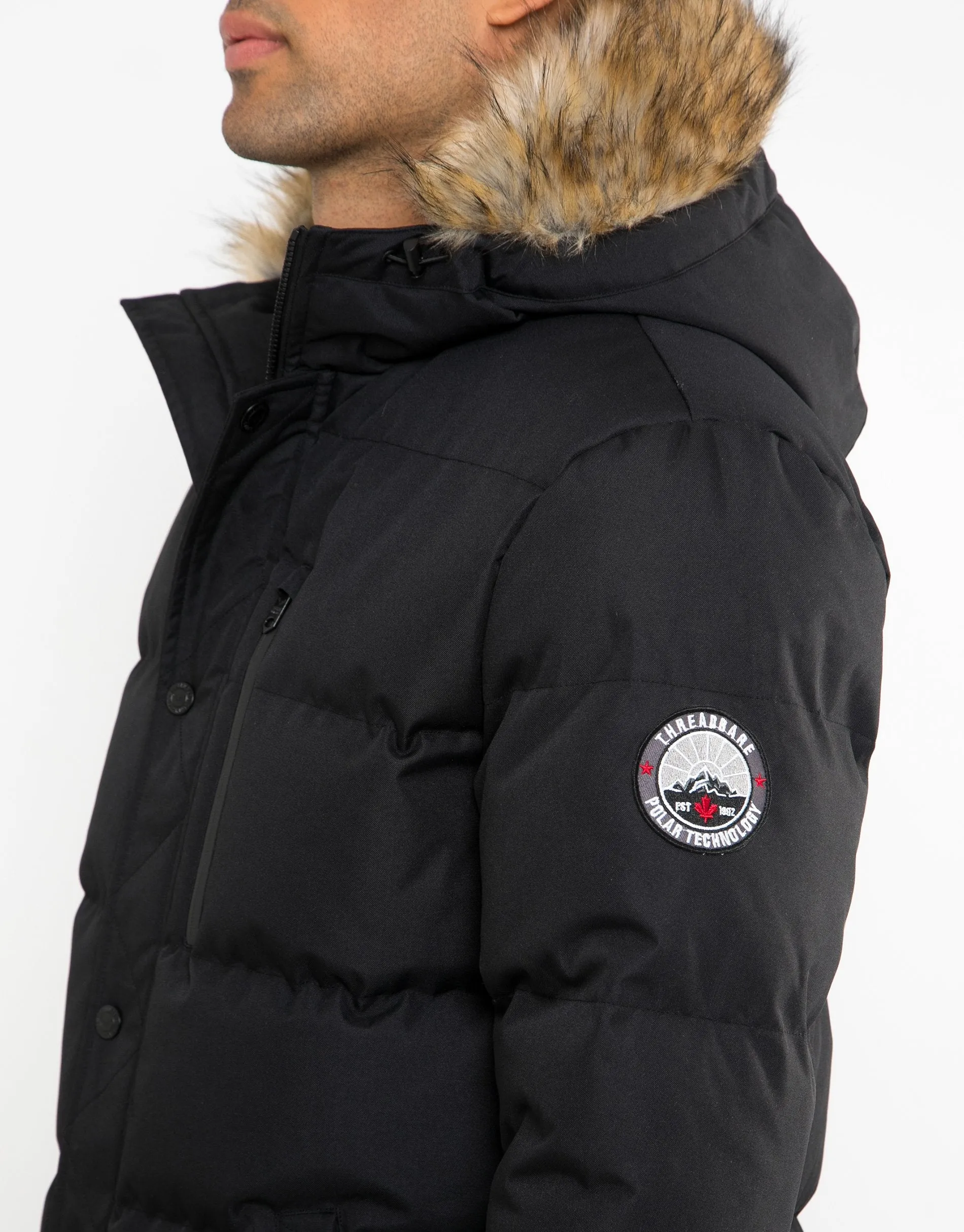 Men's Black Parka Jacket sold by Threadbare product image thumbnail 4