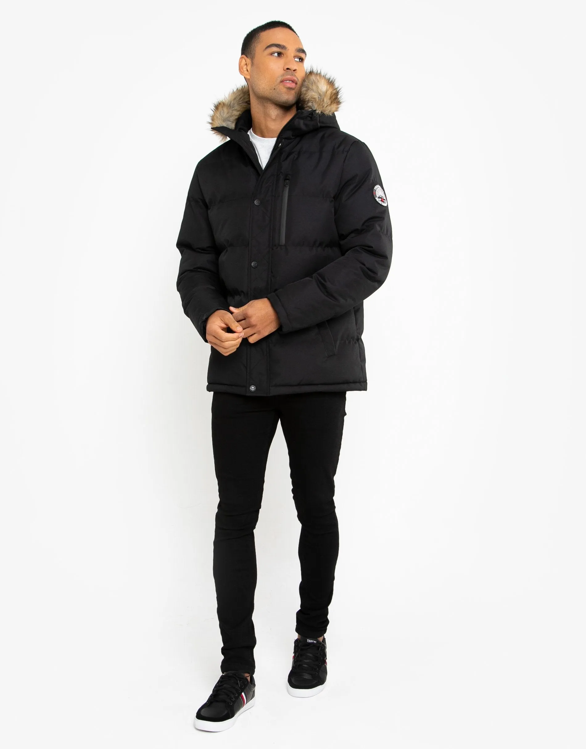 Men's Black Parka Jacket sold by Threadbare product image thumbnail 3