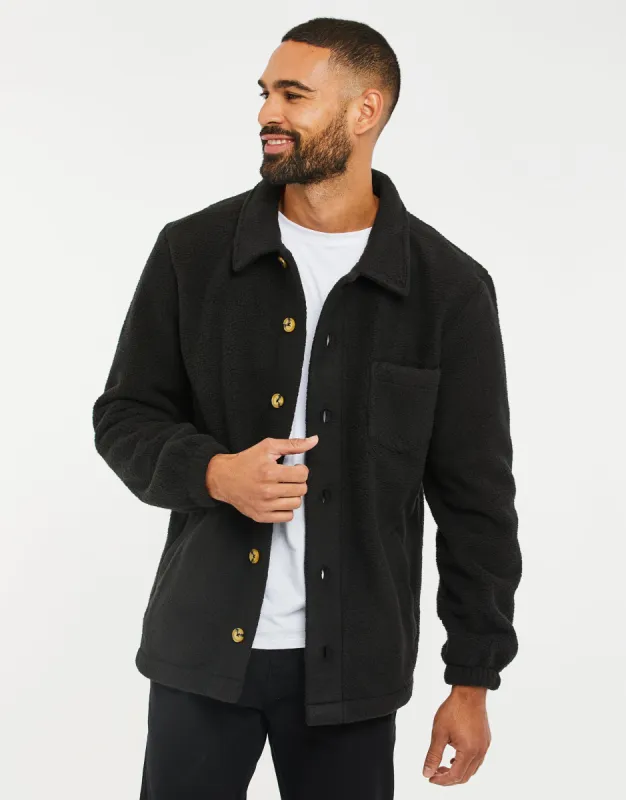 Men's Black Faux Borg Shacket sold by Threadbare