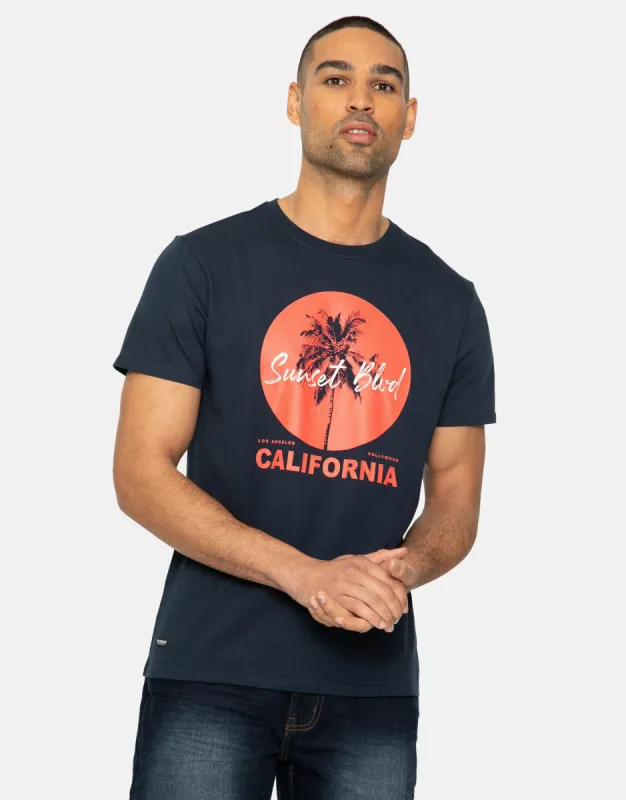 Men's Navy California Crew Neck T-Shirt sold by Threadbare