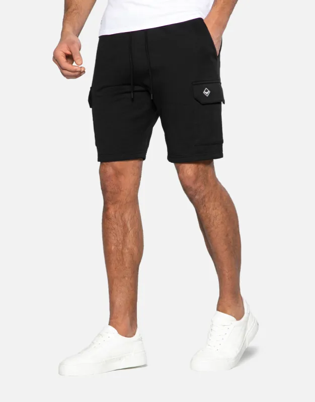 Men's Black Cargo Fleece Shorts sold by Threadbare