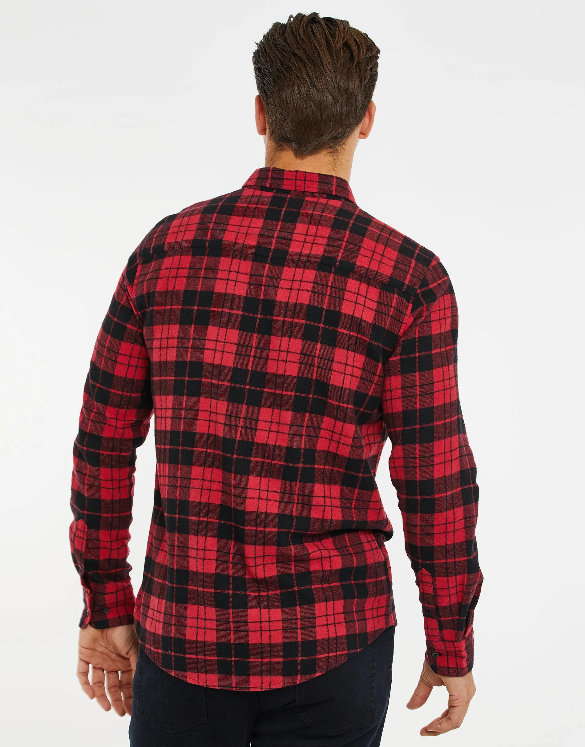 Men's Red Check Flannel Long Sleeve Shirt sold by Threadbare product image thumbnail 2
