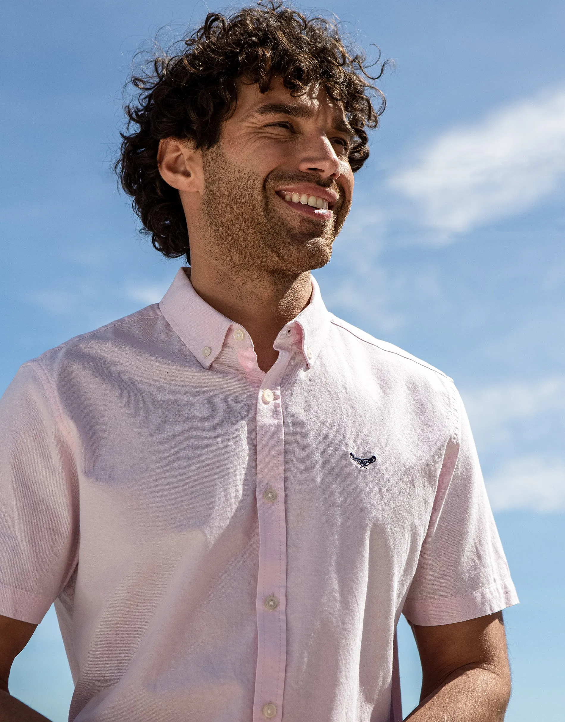 Men's Pastel Pink Cotton Short Sleeve Shirt sold by Threadbare product image thumbnail 4