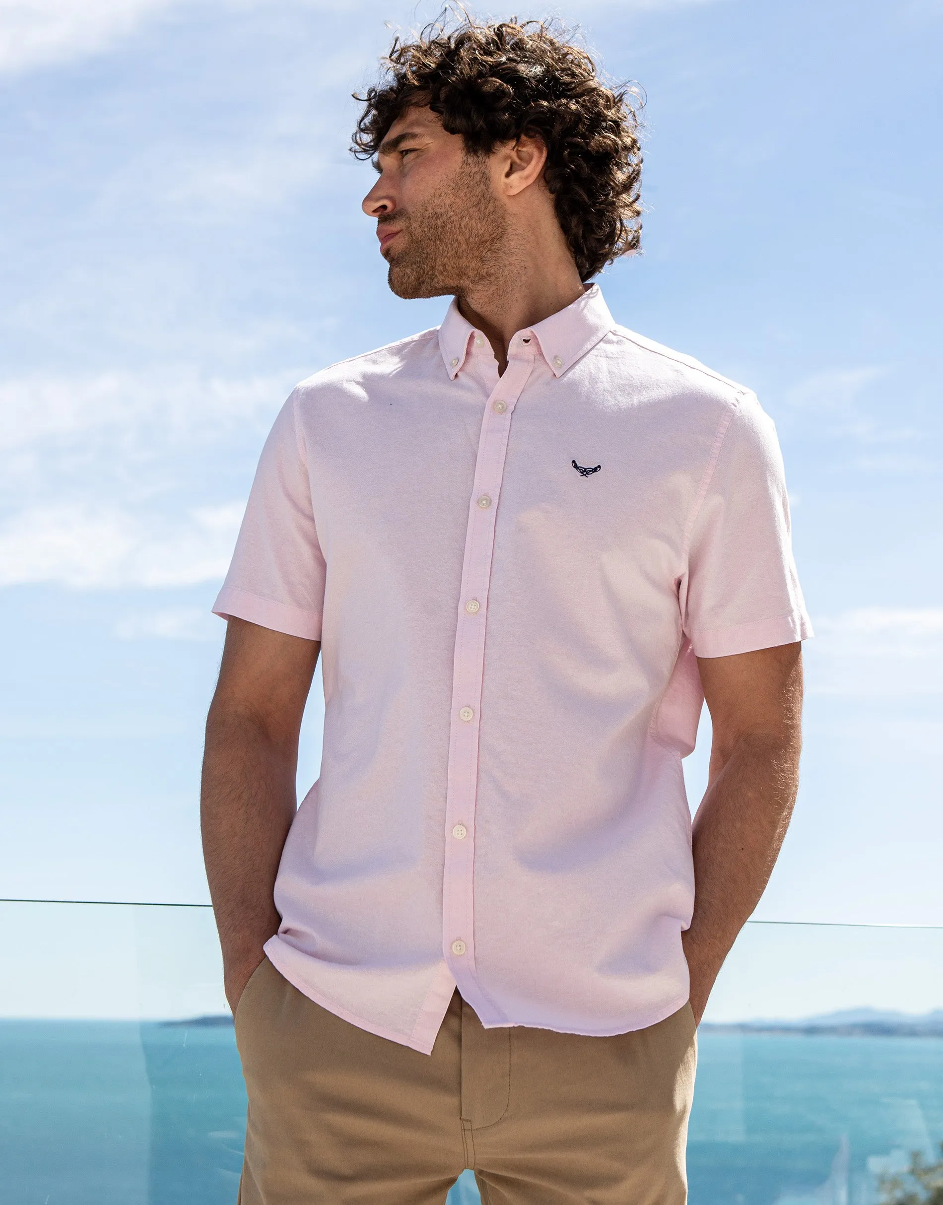 Men's Pastel Pink Cotton Short Sleeve Shirt sold by Threadbare product image thumbnail 3