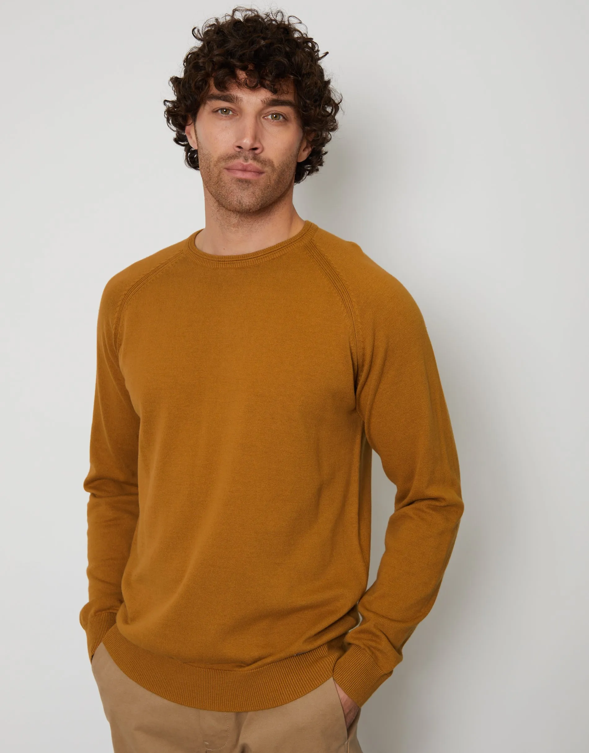 Men's Camel Crew Neck Knitted Jumper sold by Threadbare