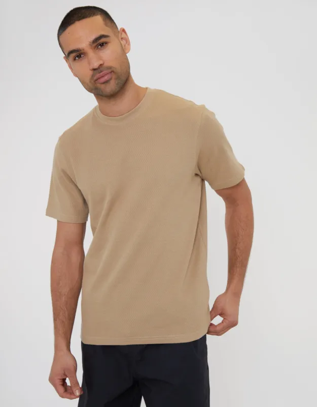 Men's Mushroom Textured T-Shirt sold by Threadbare