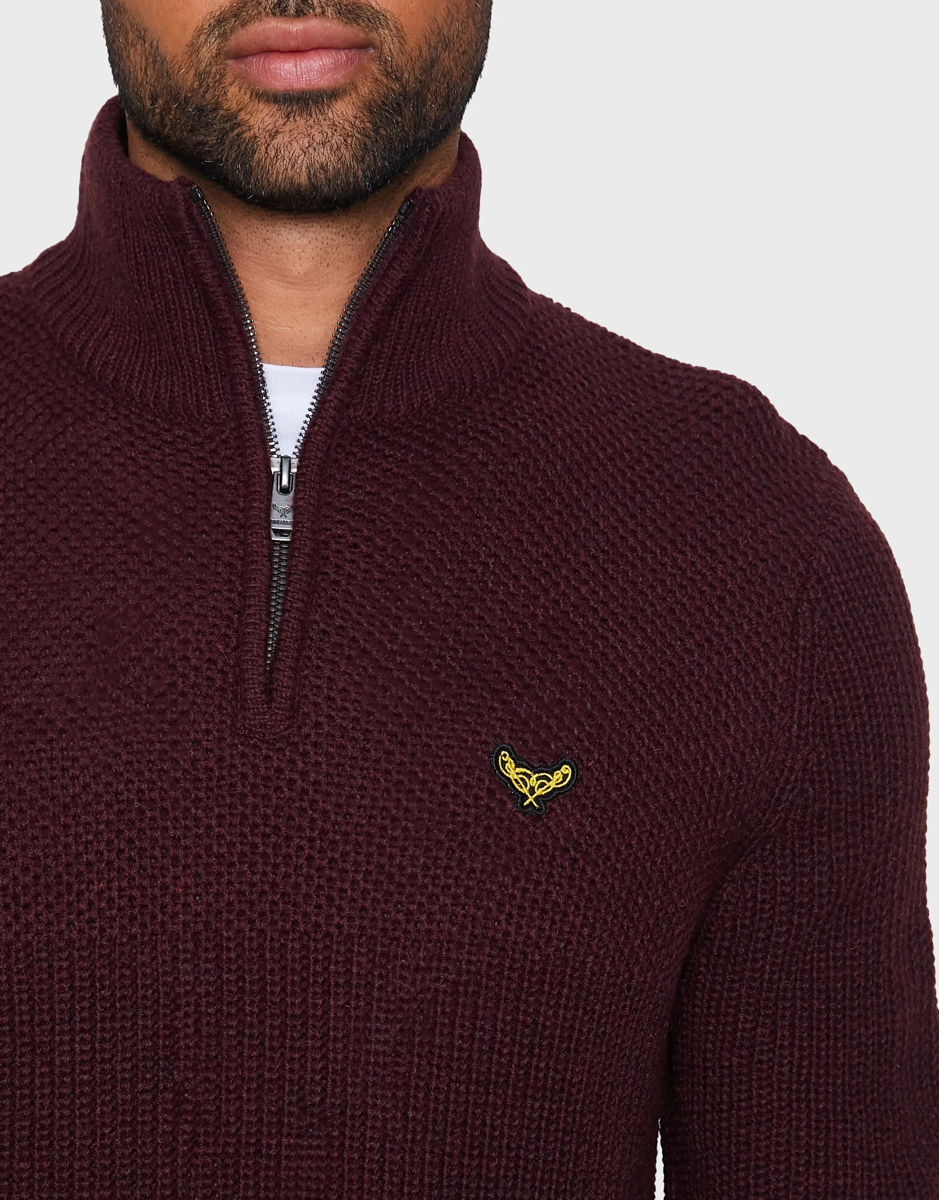 Men's Burgundy Quarter Zip Jumper sold by Threadbare product image thumbnail 4