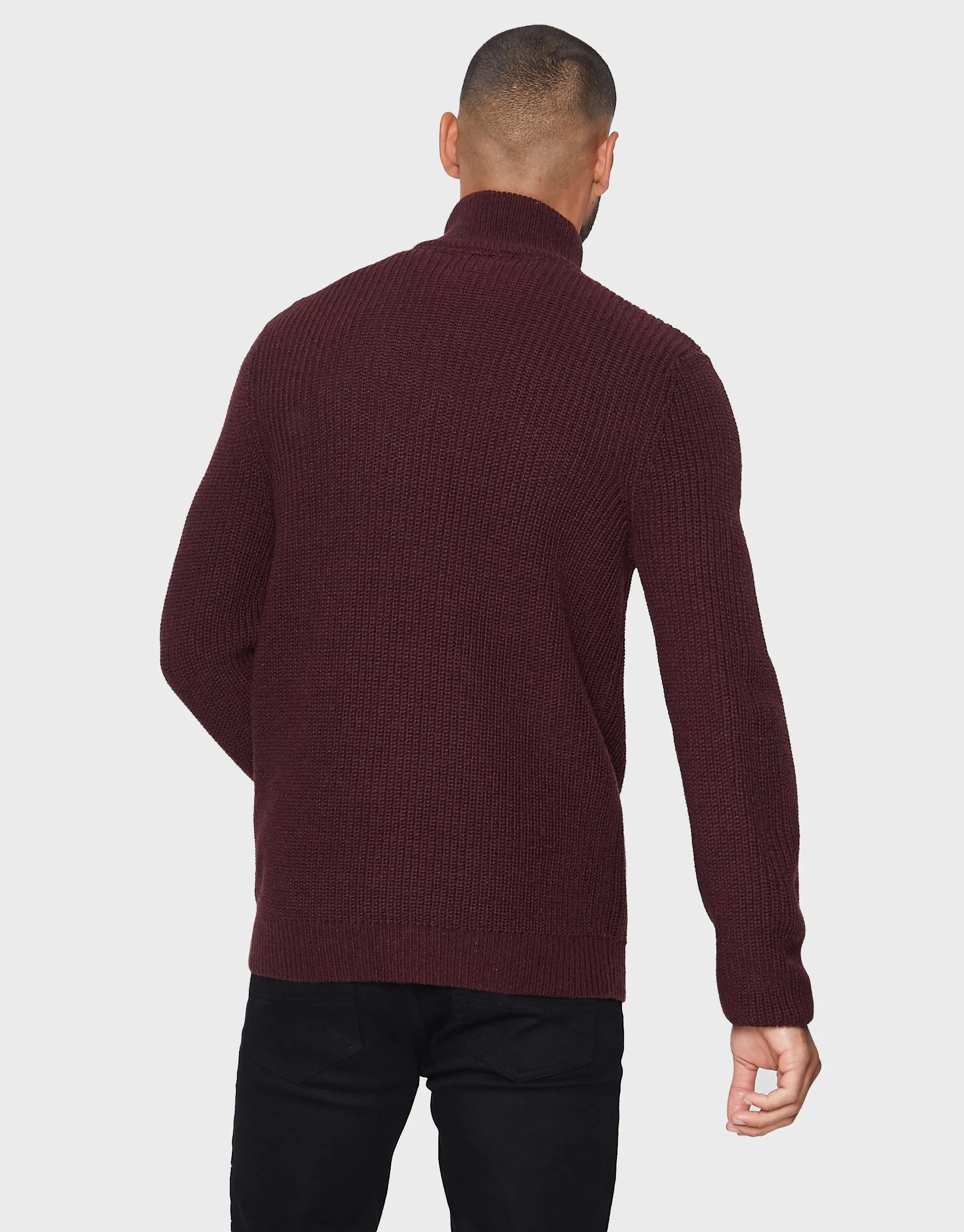 Men's Burgundy Quarter Zip Jumper sold by Threadbare product image thumbnail 2